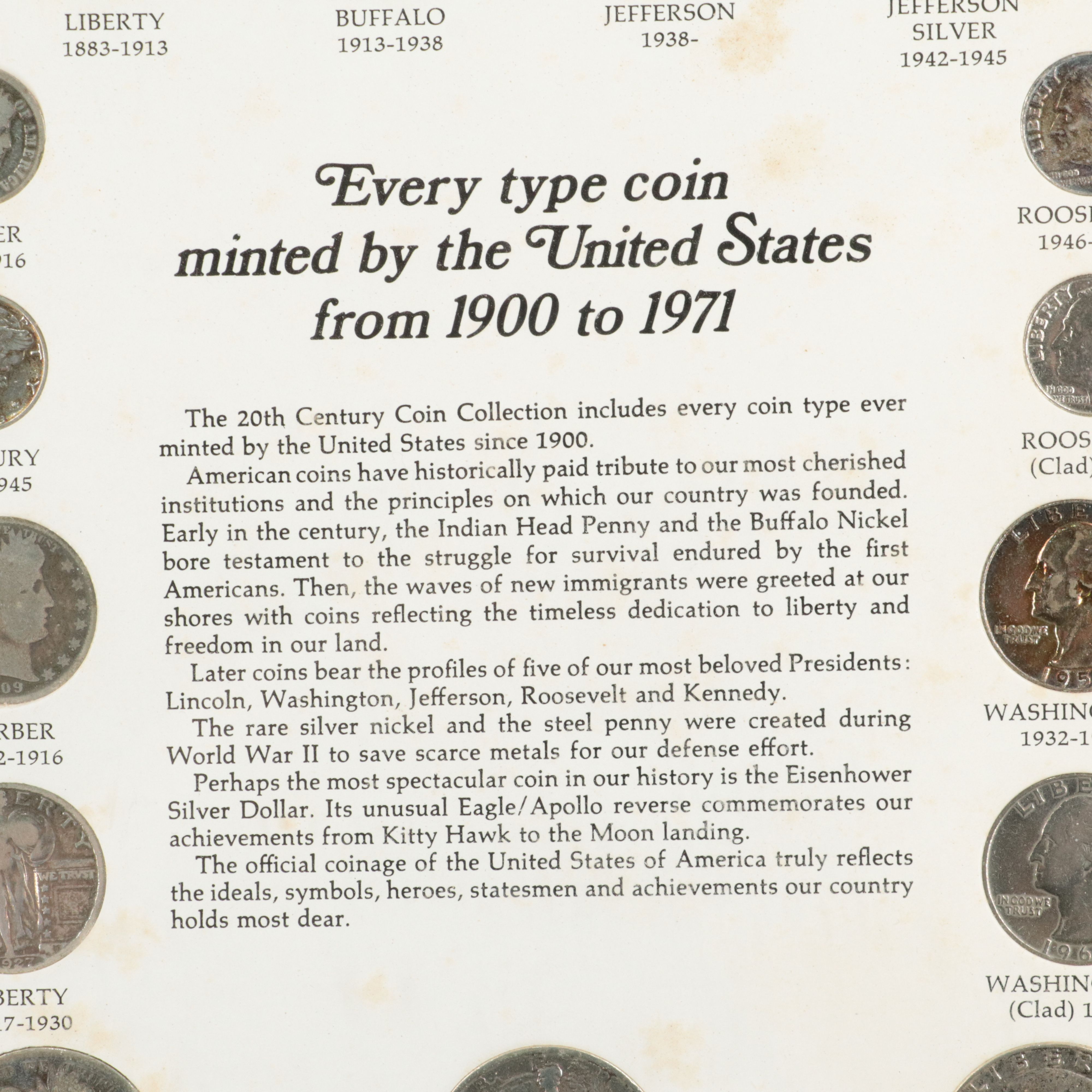 Twentieth Century U.S. Type Set With Twenty-Five Coins