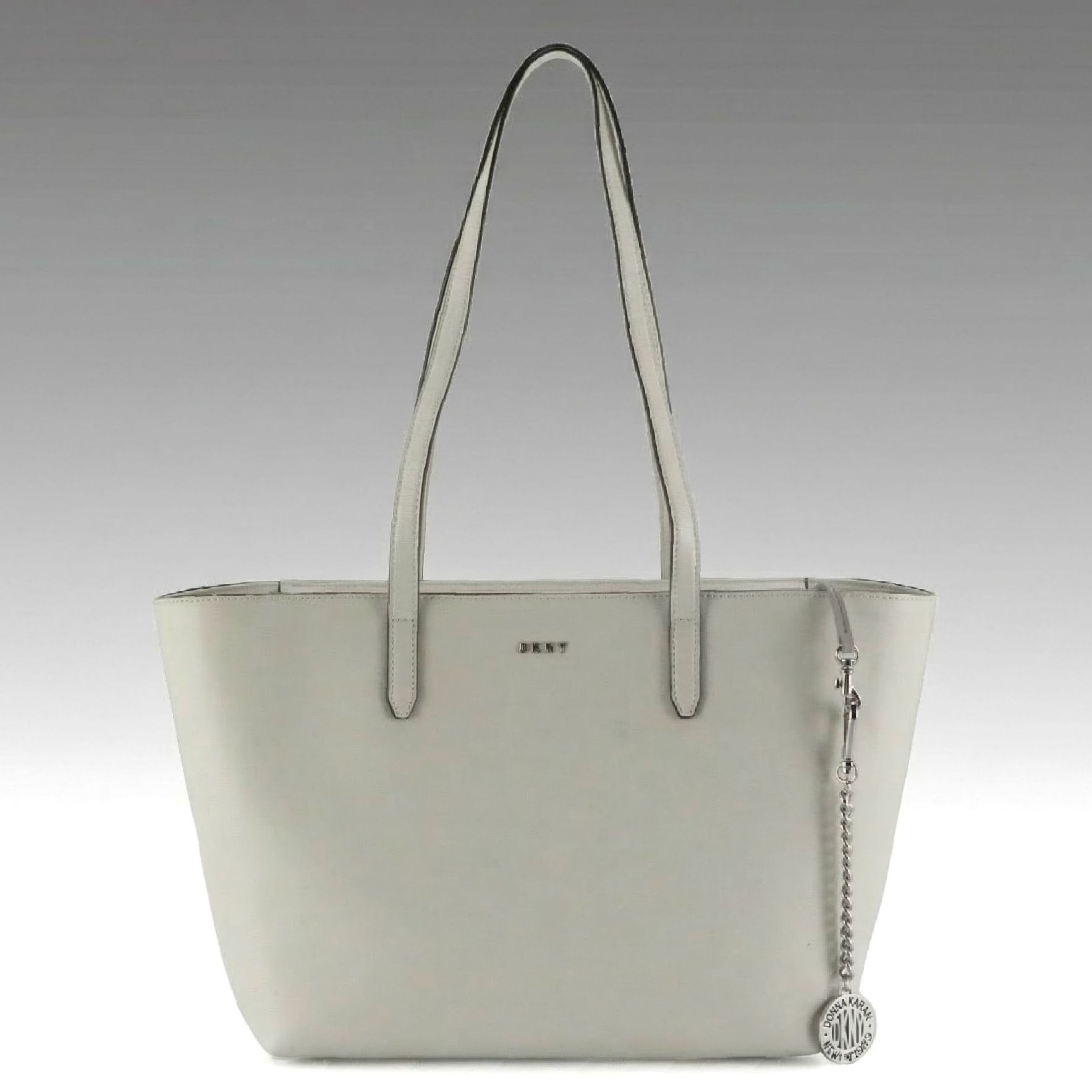 DKNY Shoulder Tote Bag in White Textured Cow Leather