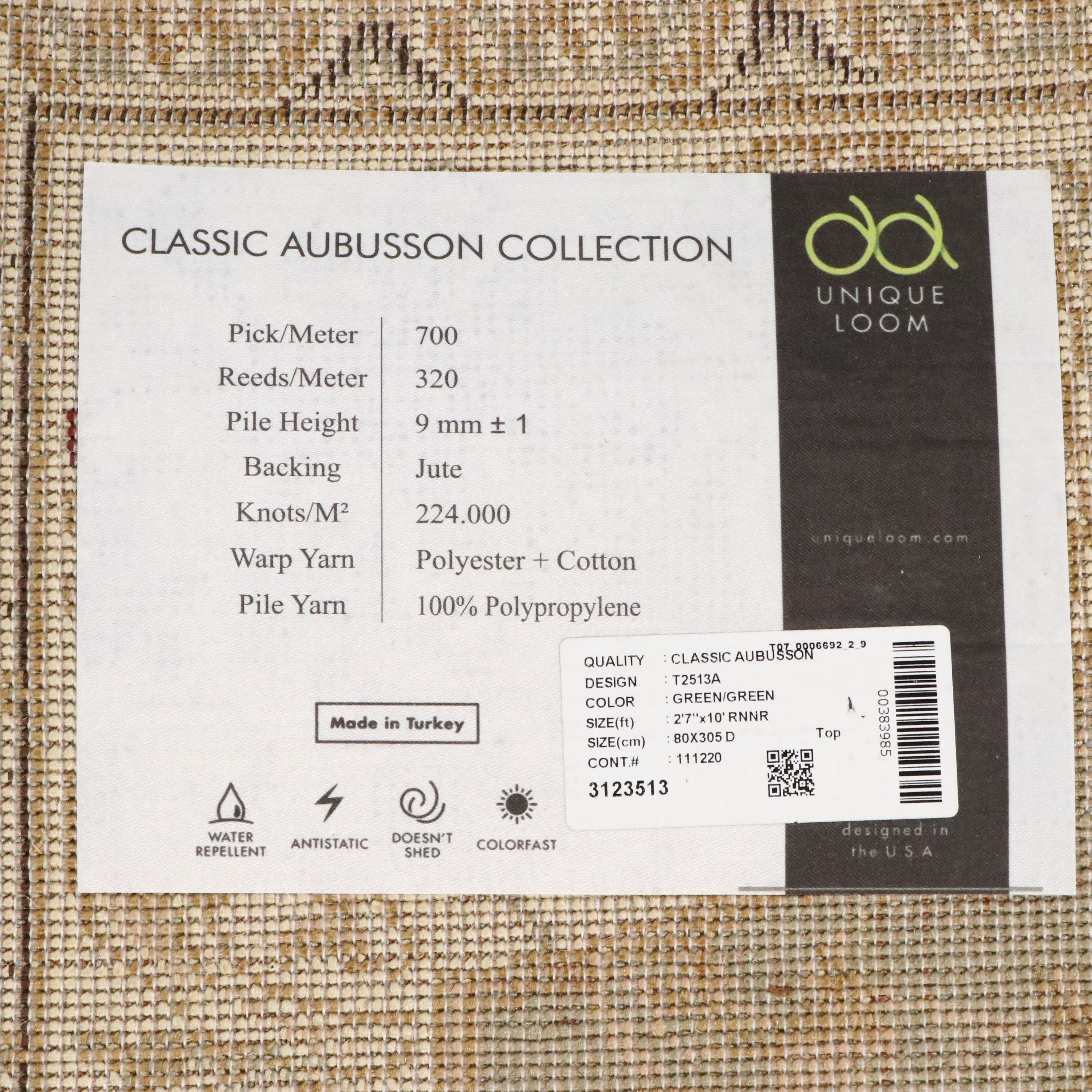 2'8 x 10' Machine Made Unique Loom Classic Aubusson Collection Carpet Runner