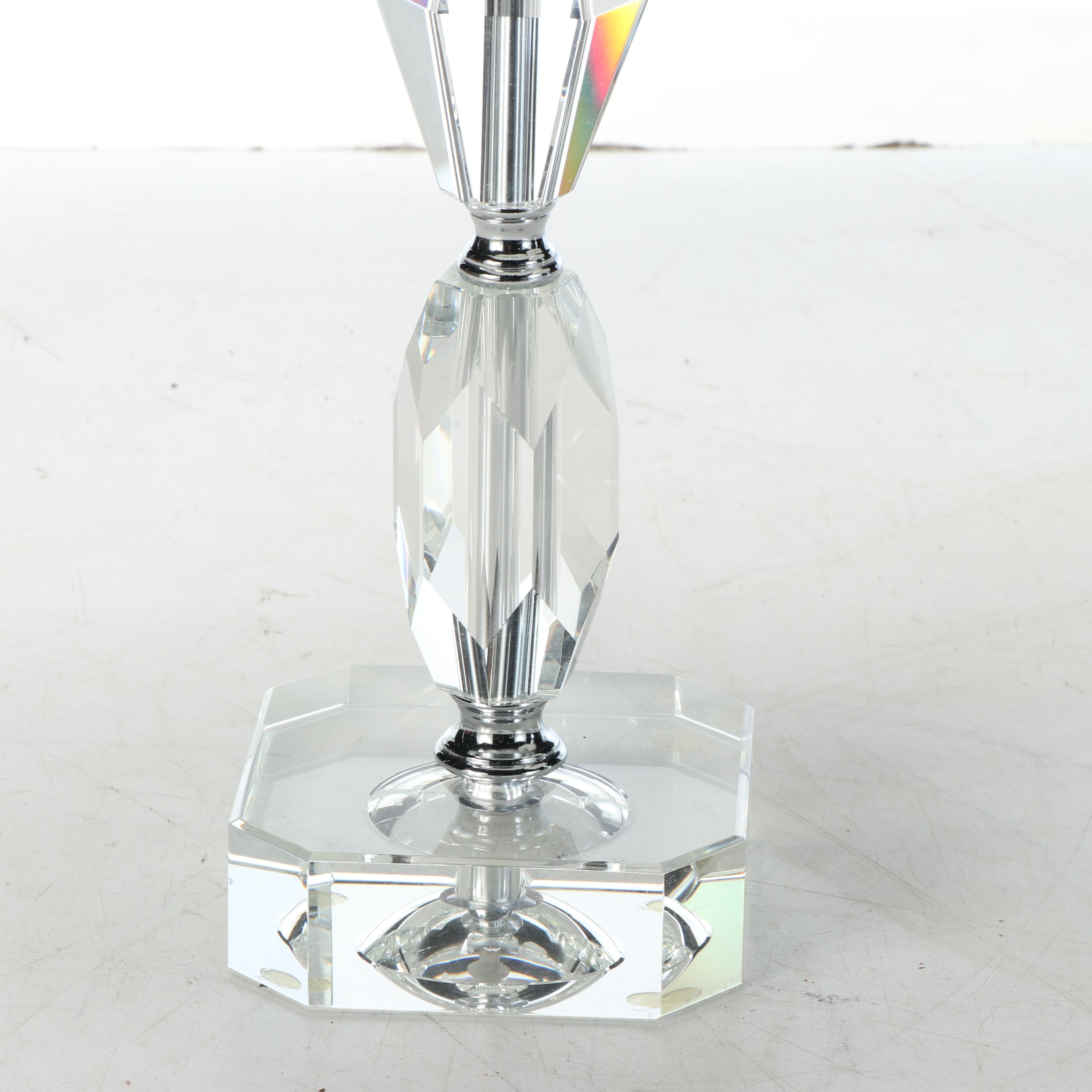 Pair of Stacked Acrylic Base Table Lamps with Bell Shades