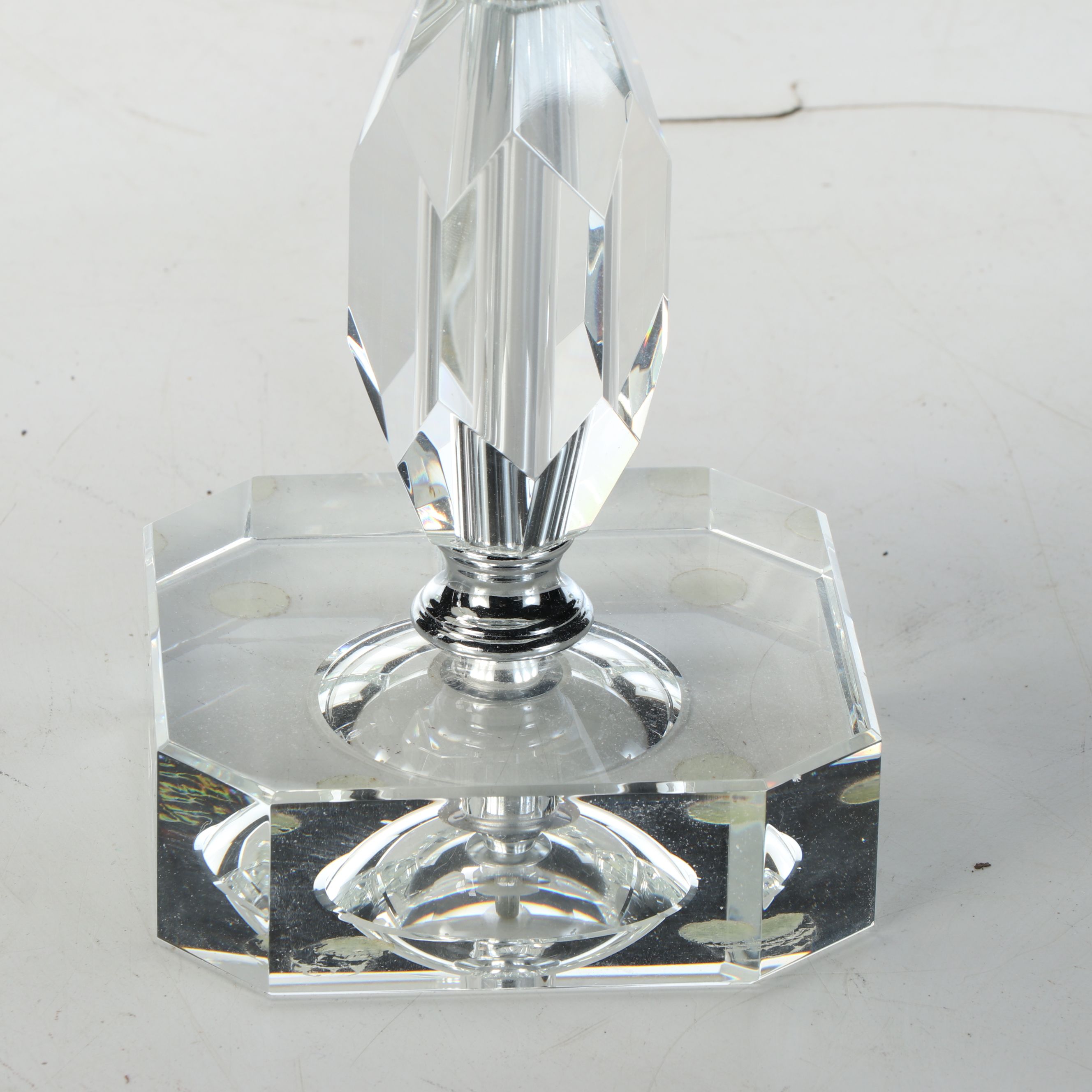 Pair of Stacked Acrylic Base Table Lamps with Bell Shades