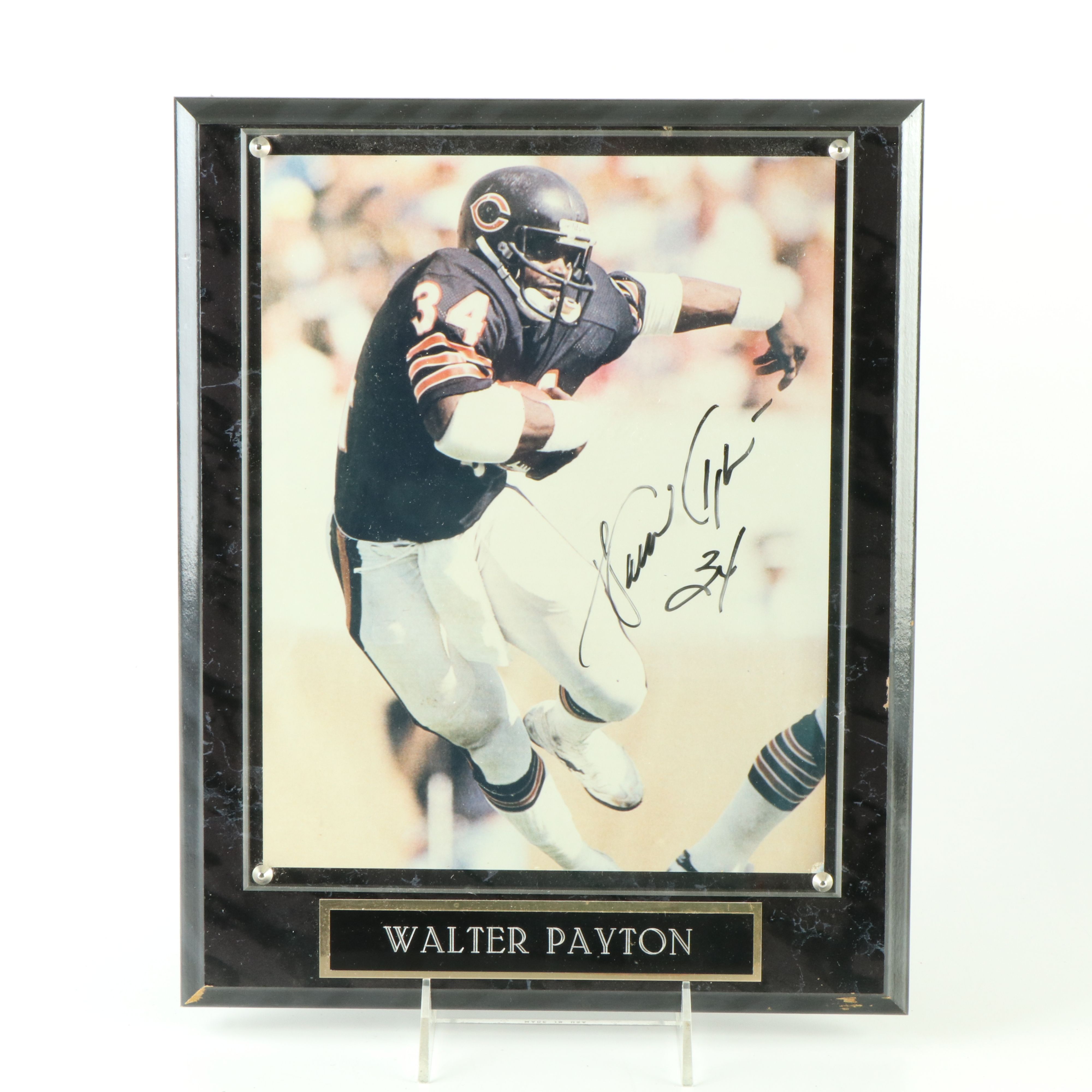 Gale Sayers and Walter Payton Signed Chicago Bears Football Displays