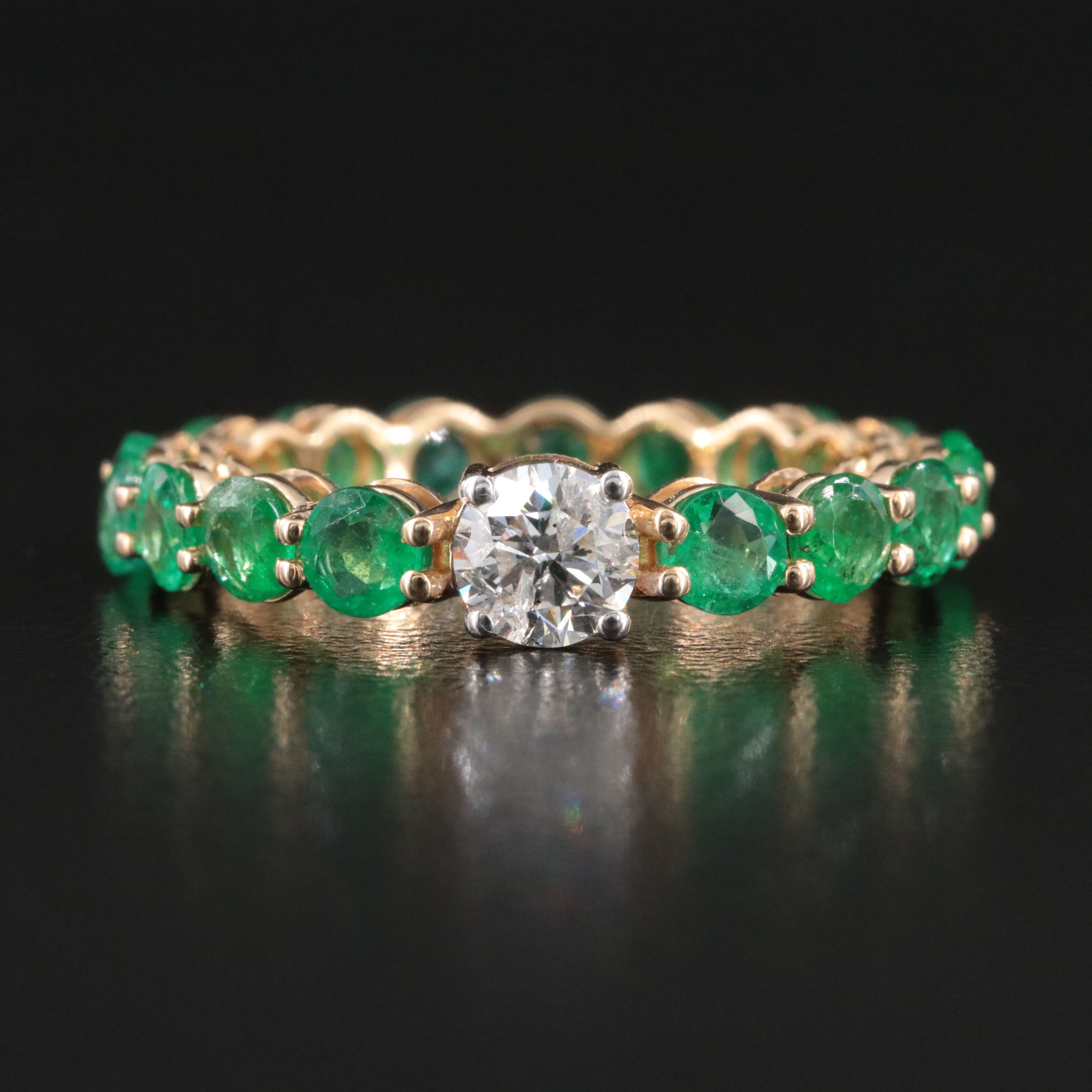 18K 2.62 CTW Diamond and Emerald Eternity Ring