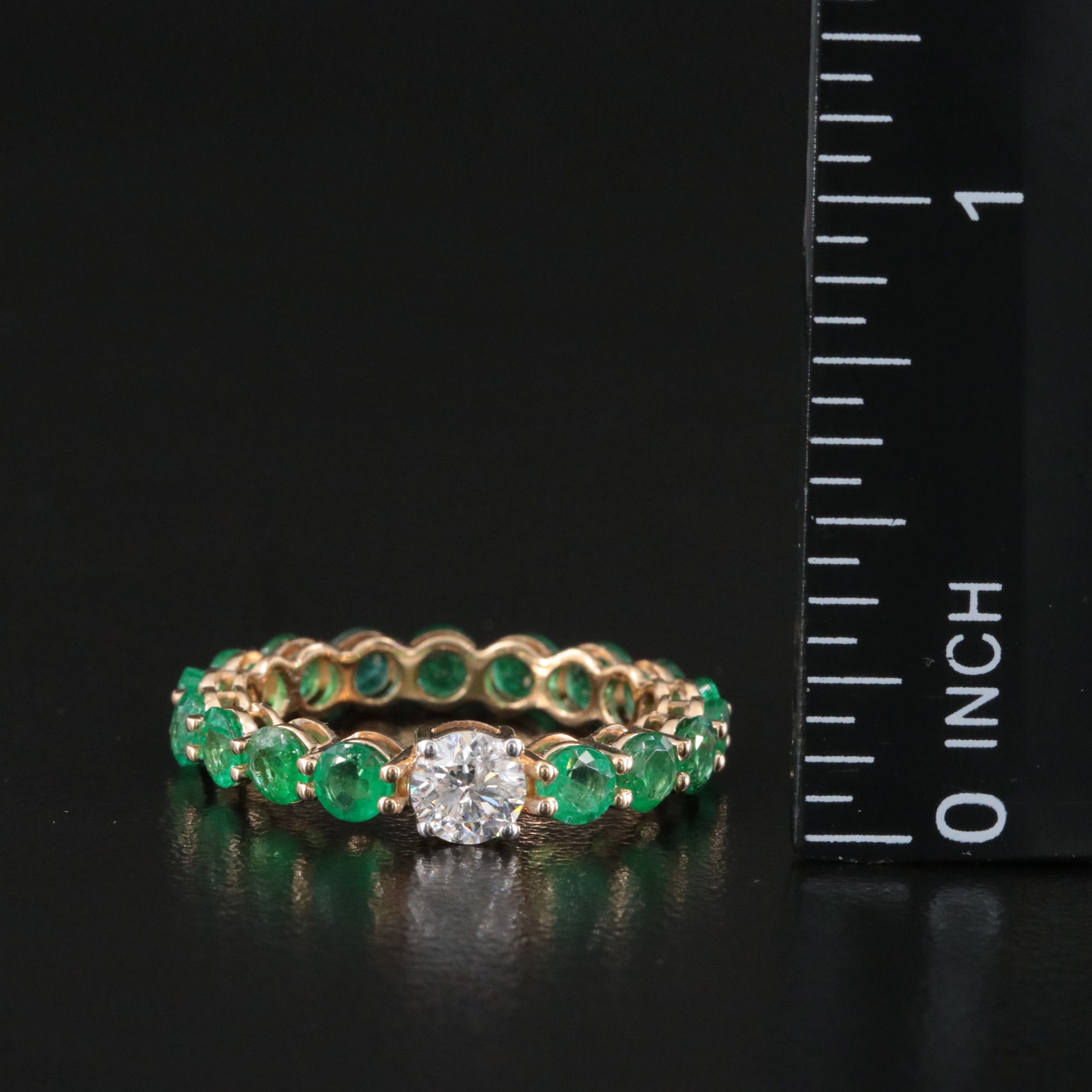 18K 2.62 CTW Diamond and Emerald Eternity Ring