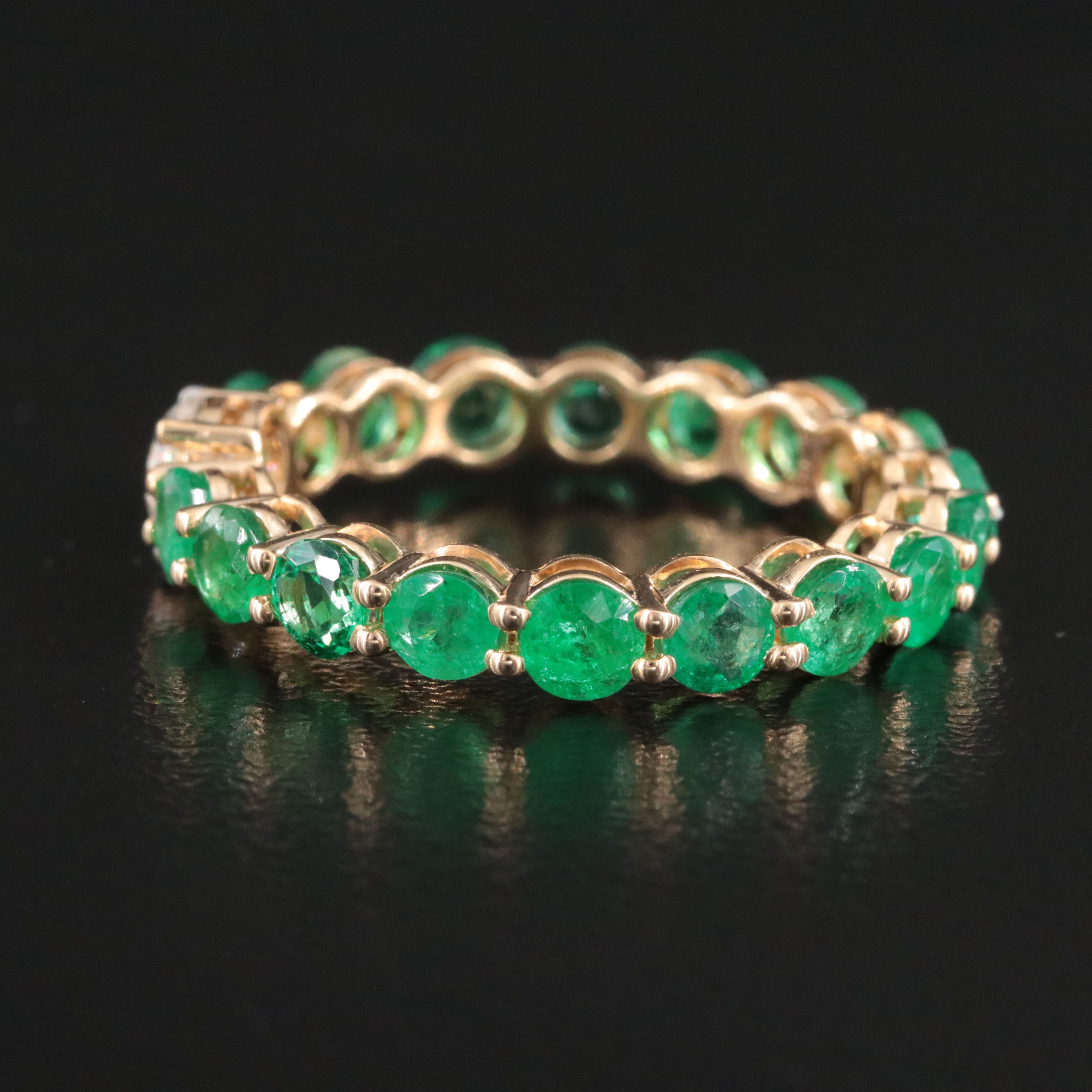 18K 2.62 CTW Diamond and Emerald Eternity Ring