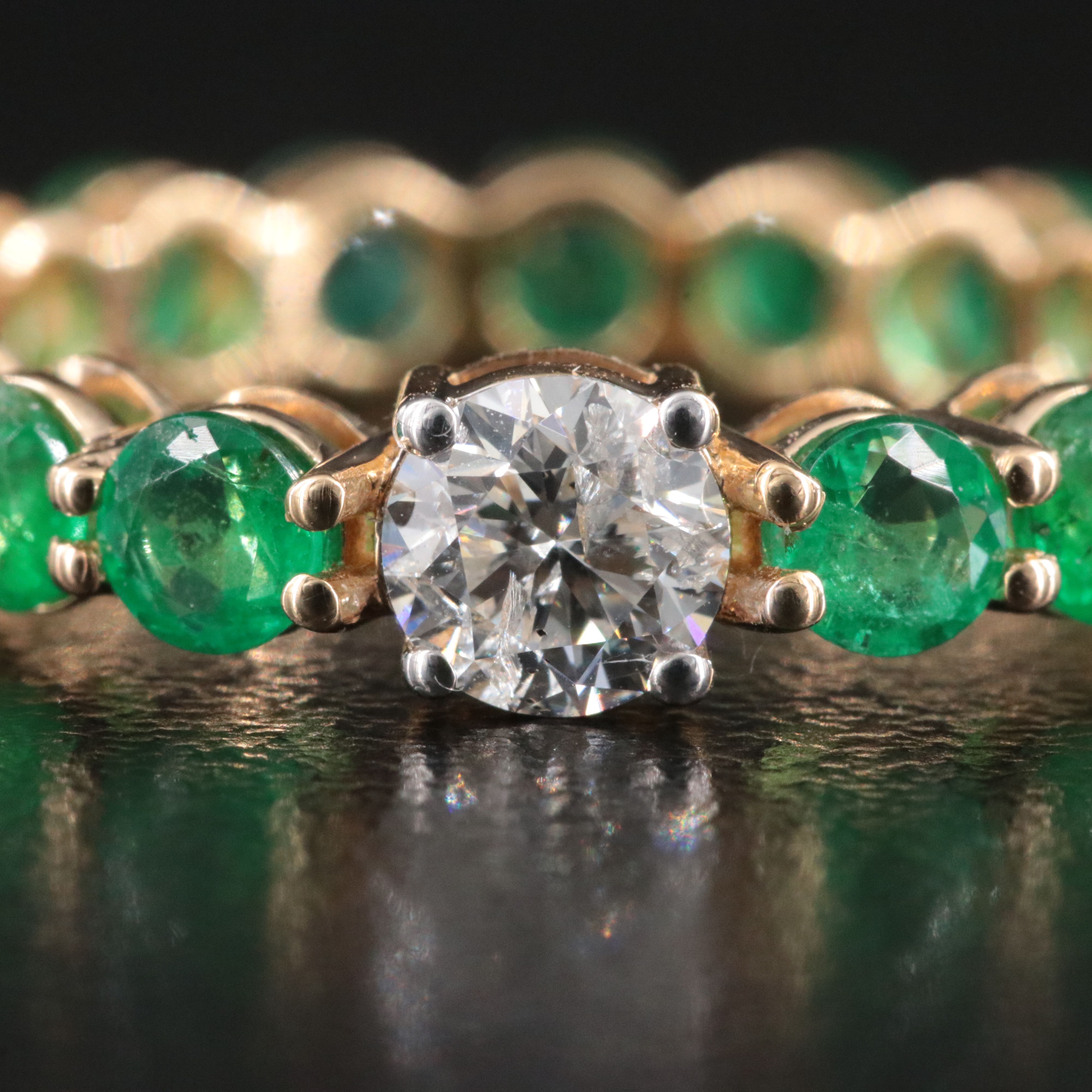 18K 2.62 CTW Diamond and Emerald Eternity Ring