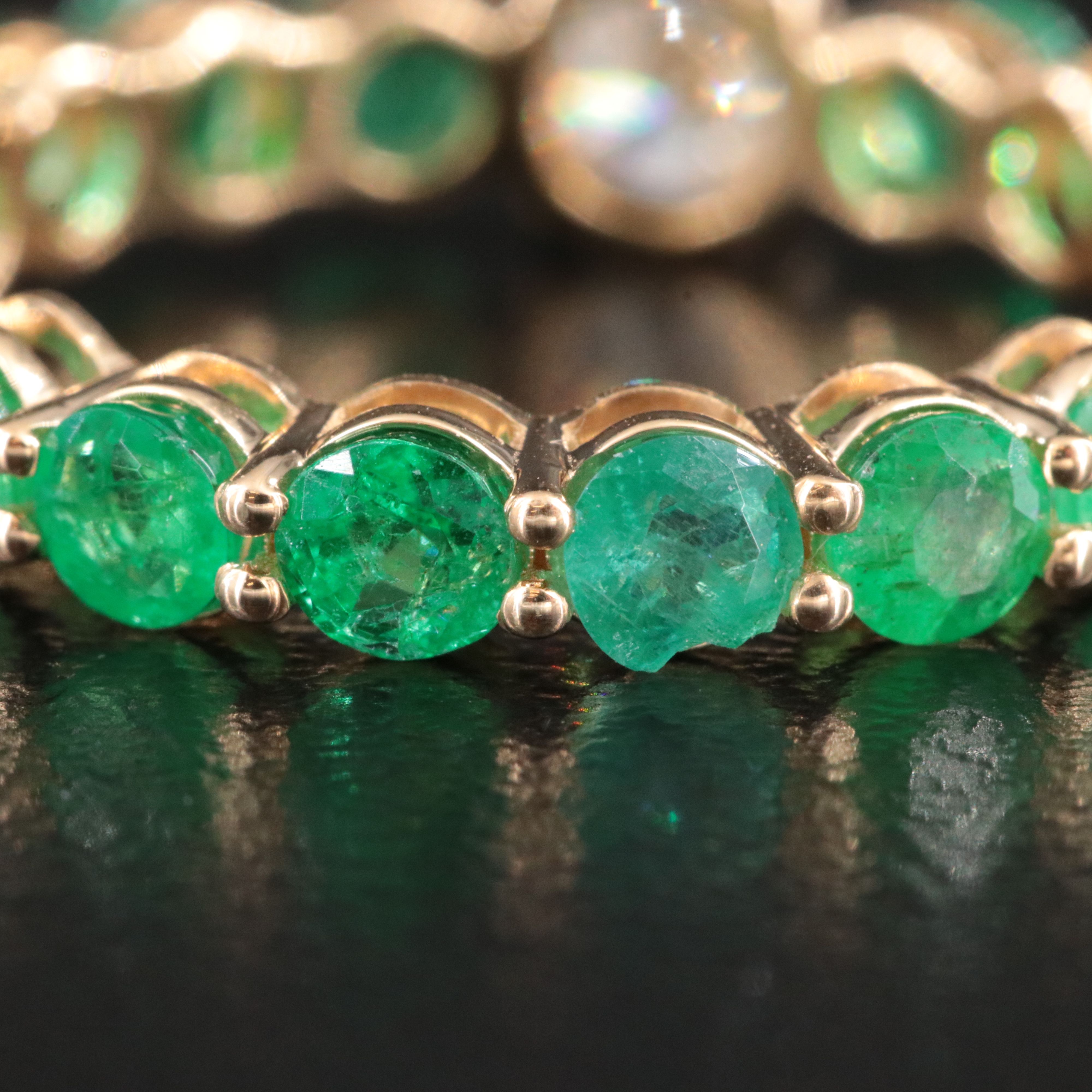 18K 2.62 CTW Diamond and Emerald Eternity Ring