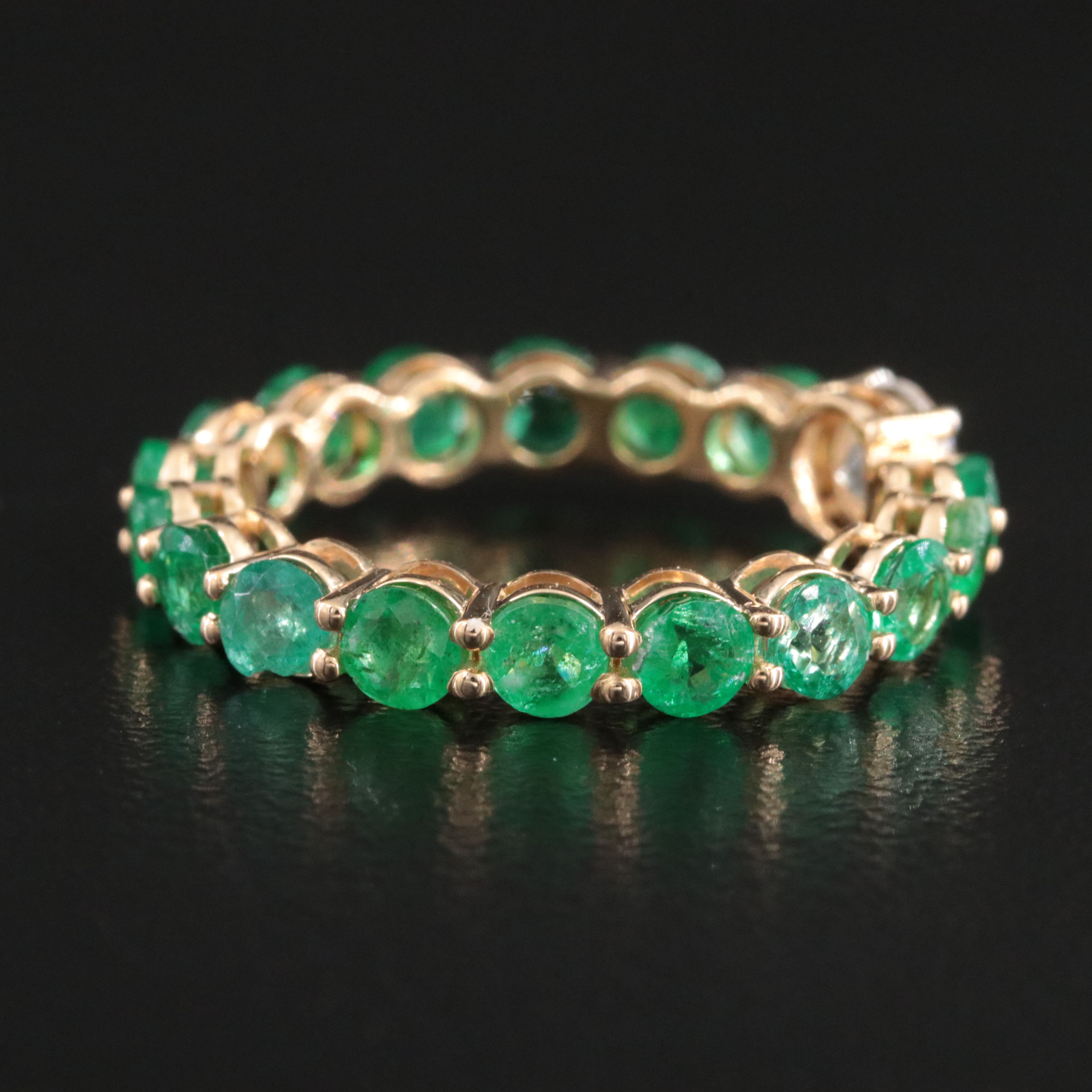 18K 2.62 CTW Diamond and Emerald Eternity Ring