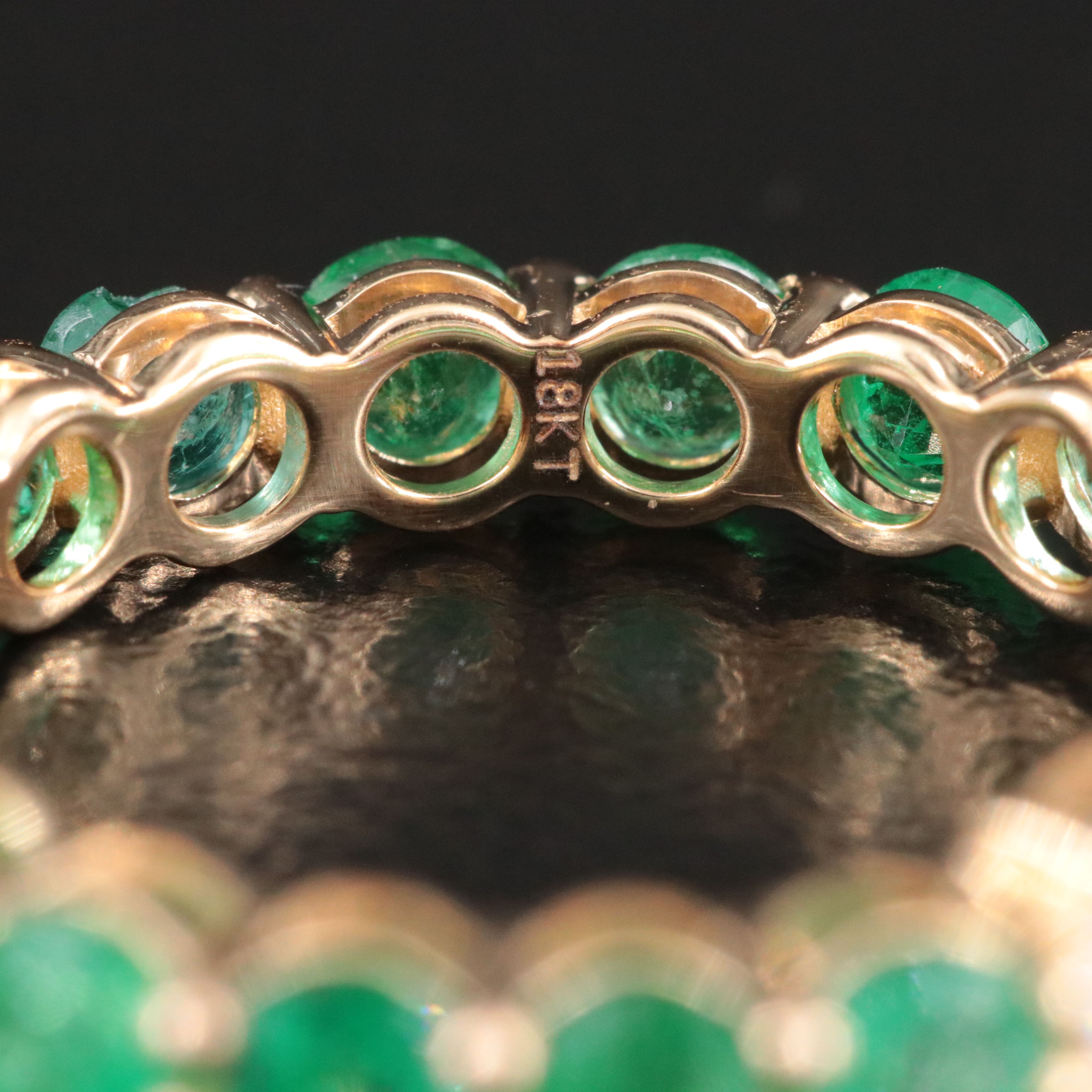 18K 2.62 CTW Diamond and Emerald Eternity Ring