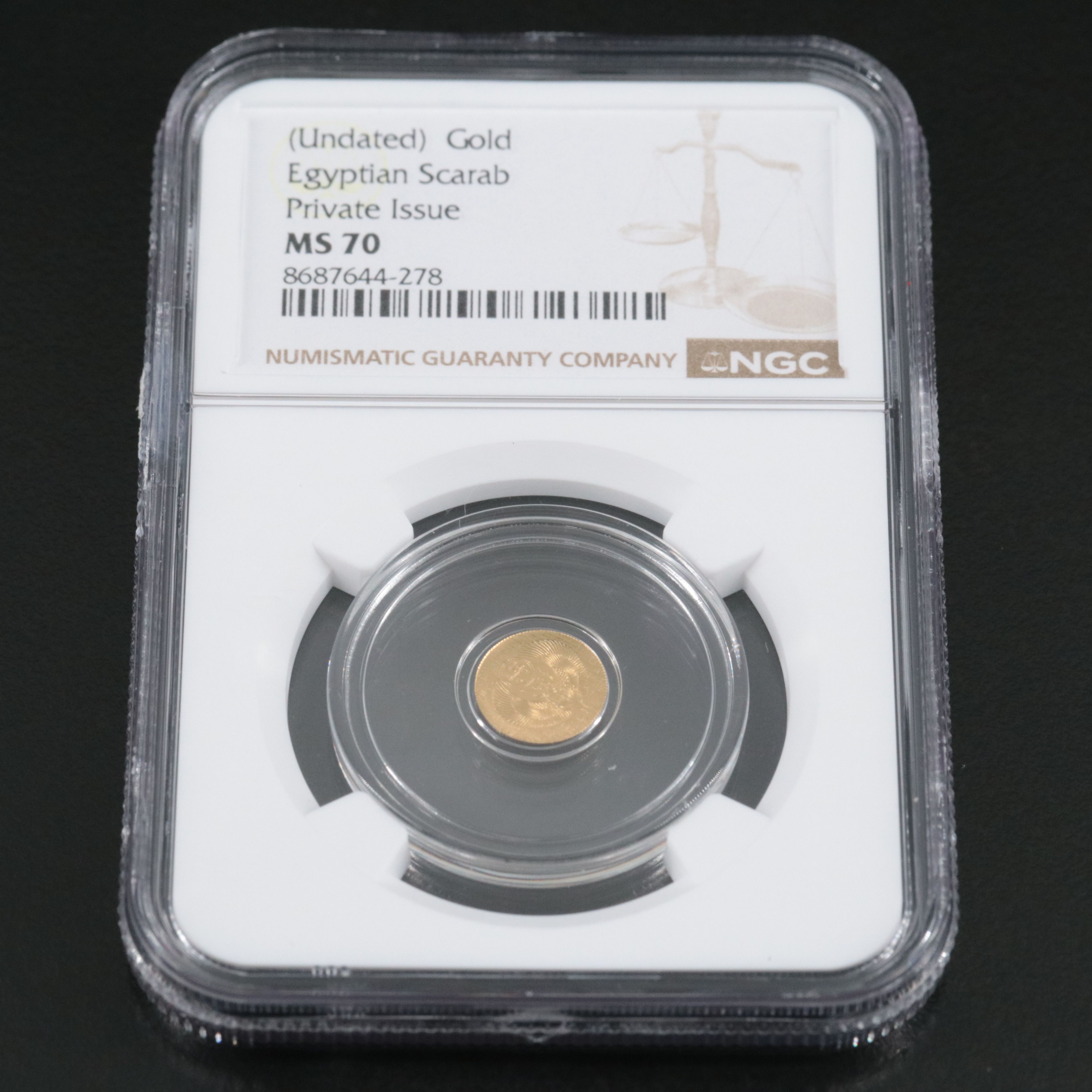 NGC MS70 Gold Egyptian Scarab