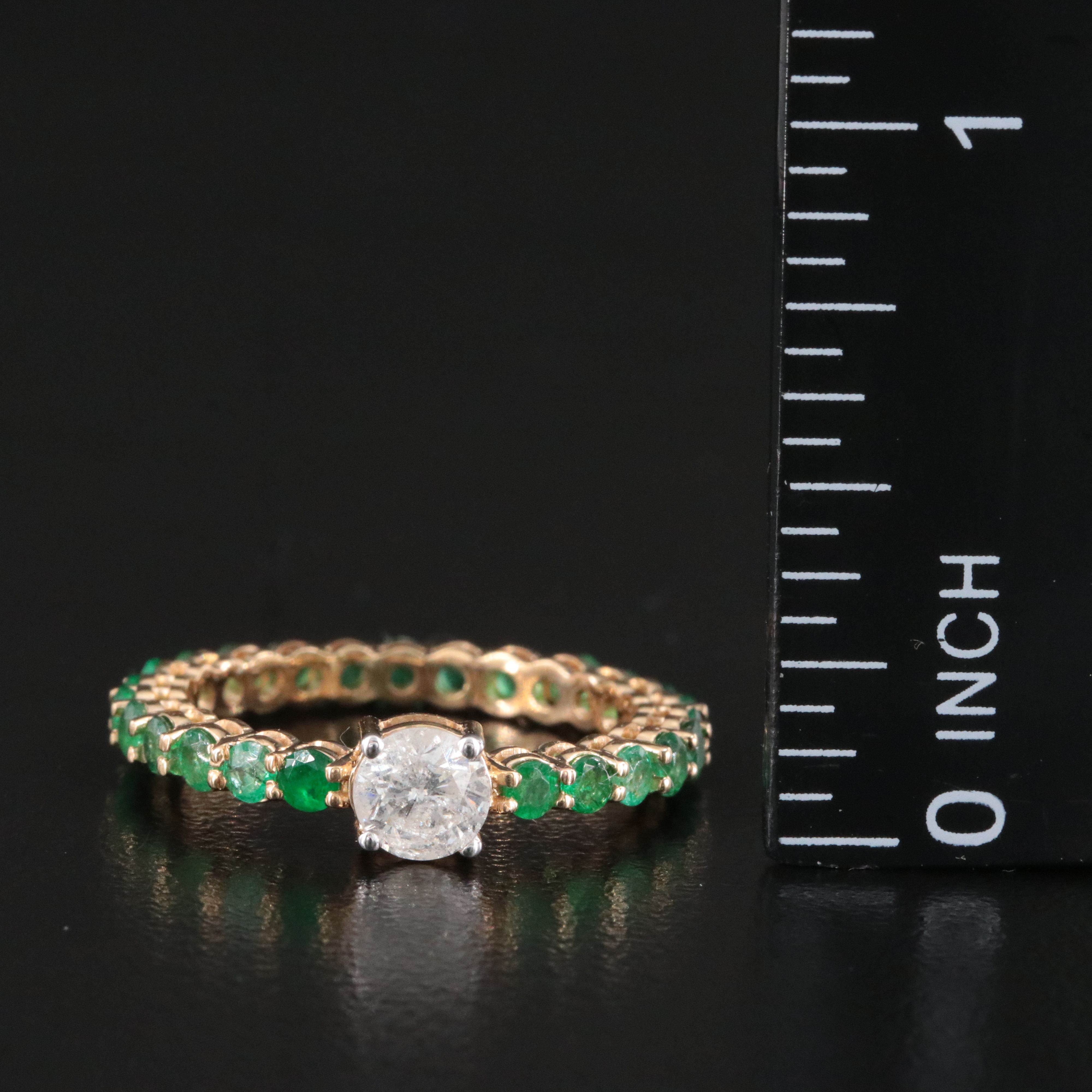 18K 1.42 CTW Diamond and Emerald Eternity Ring