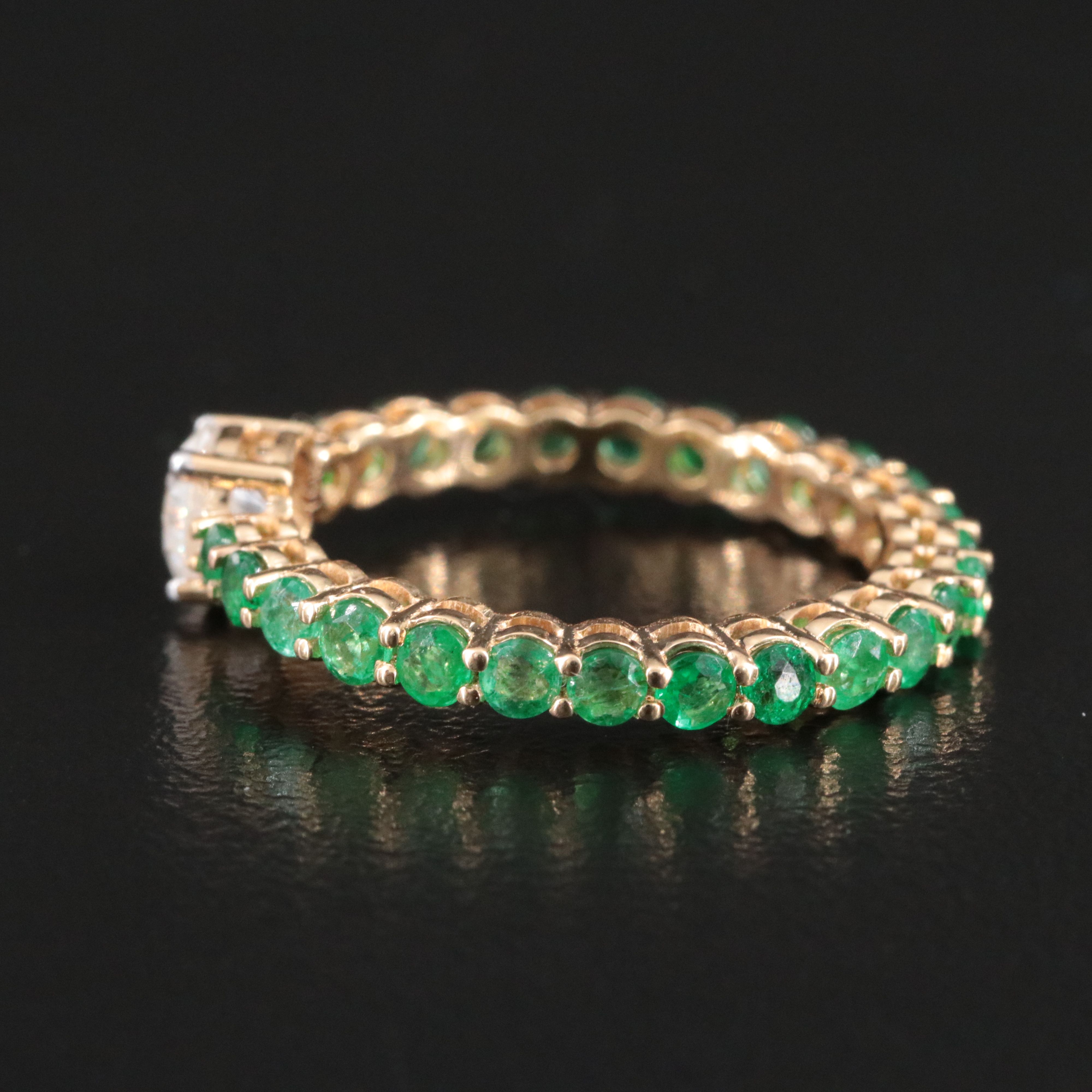 18K 1.42 CTW Diamond and Emerald Eternity Ring