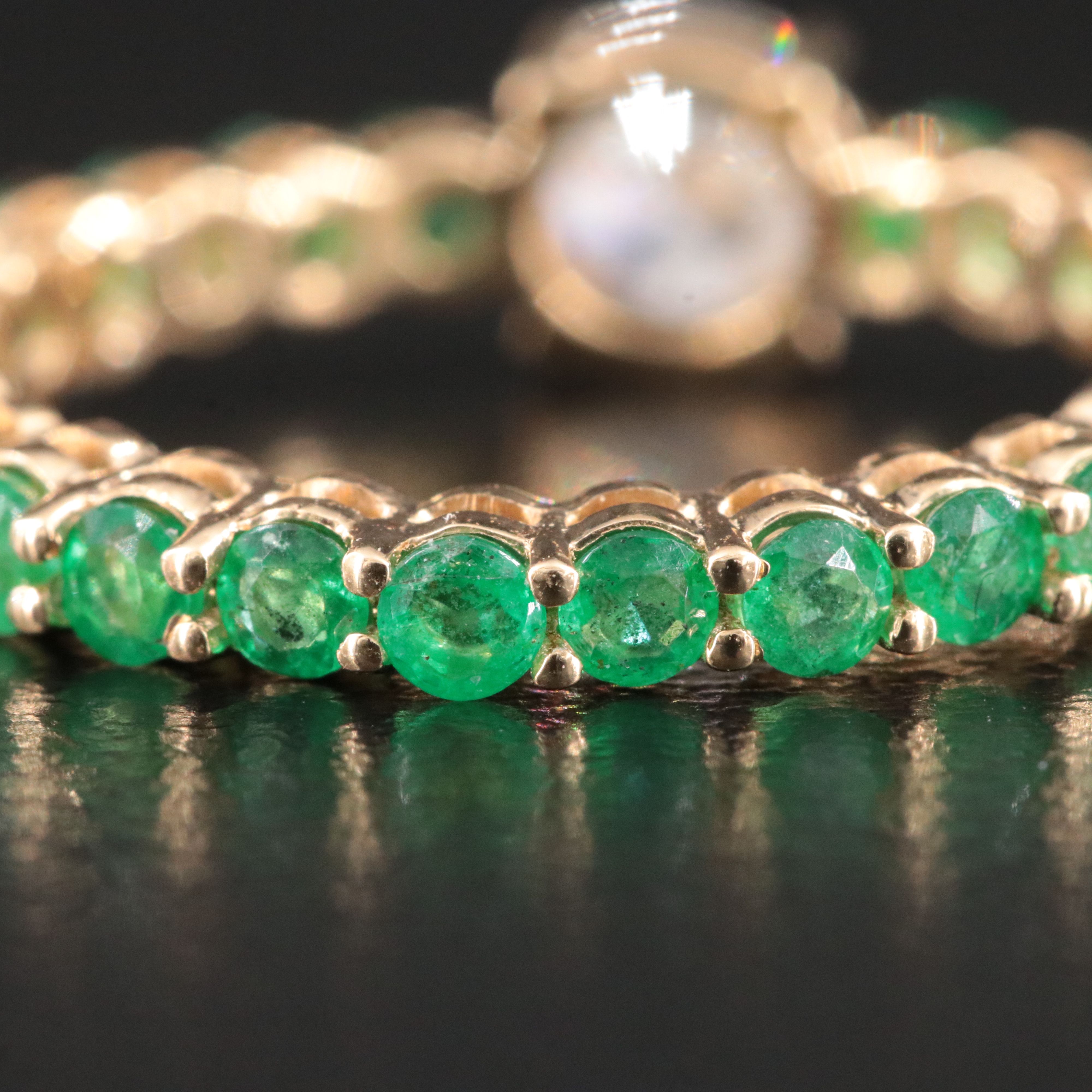 18K 1.42 CTW Diamond and Emerald Eternity Ring