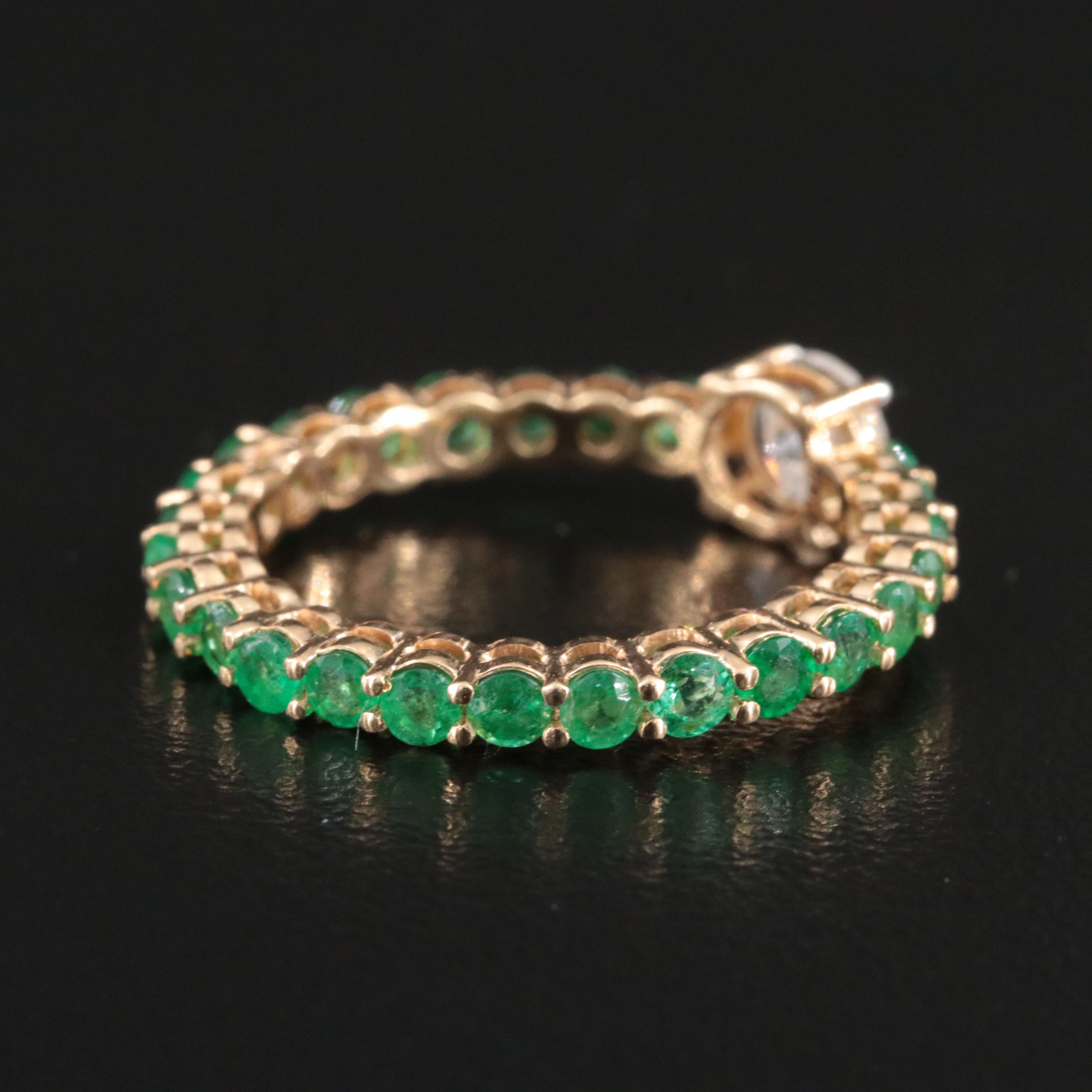 18K 1.42 CTW Diamond and Emerald Eternity Ring
