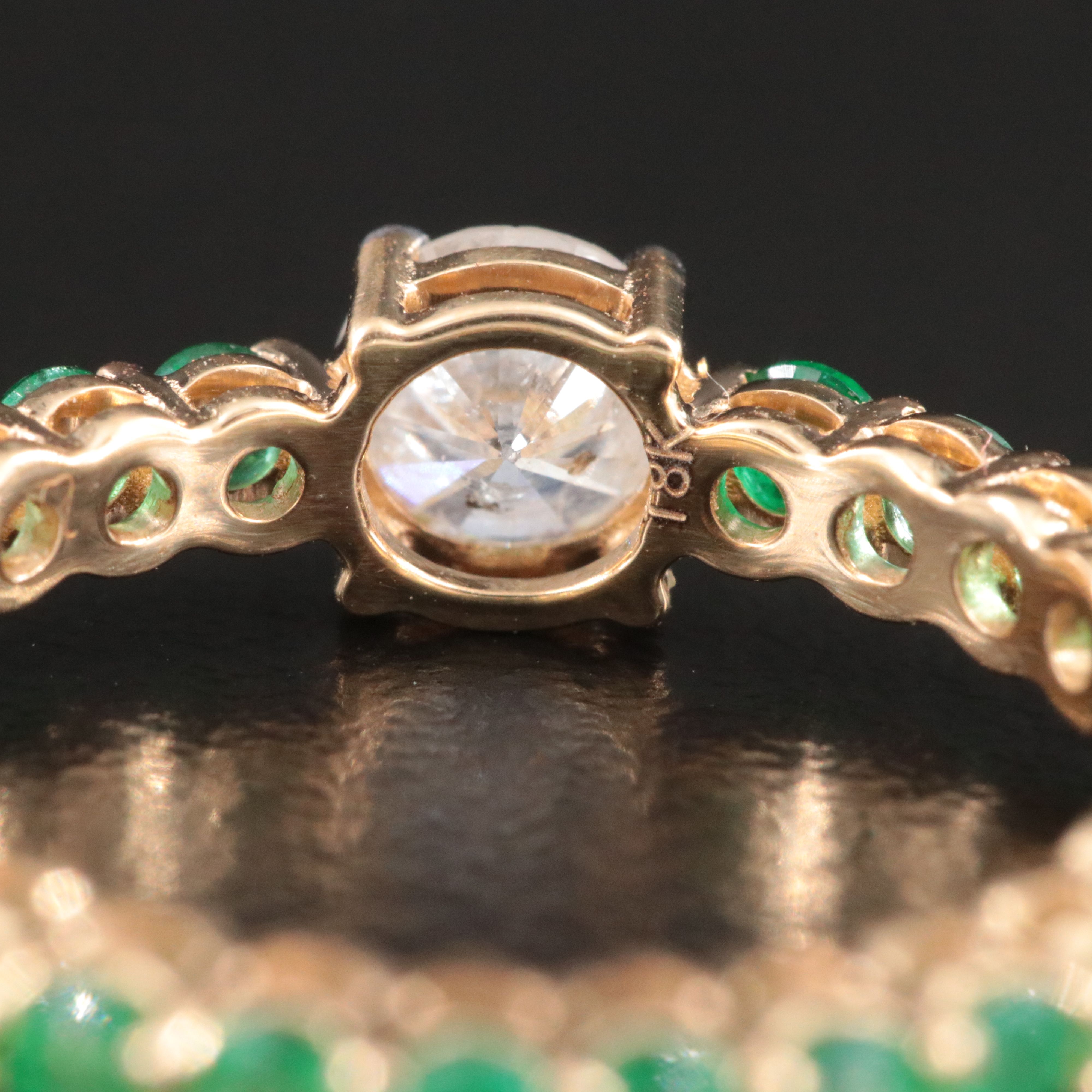 18K 1.42 CTW Diamond and Emerald Eternity Ring