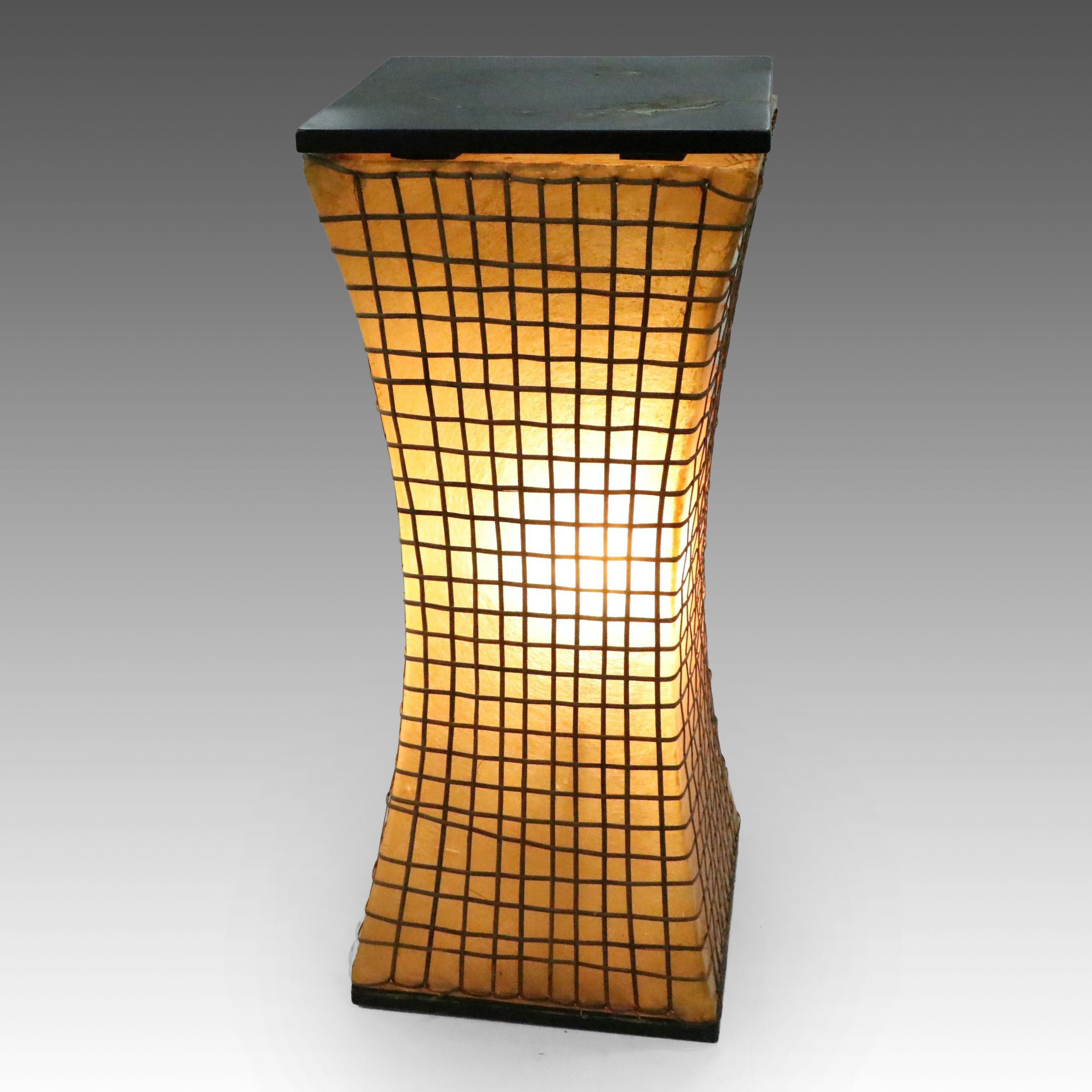 Fiberglass and Rattan Table Lamp, Vintage