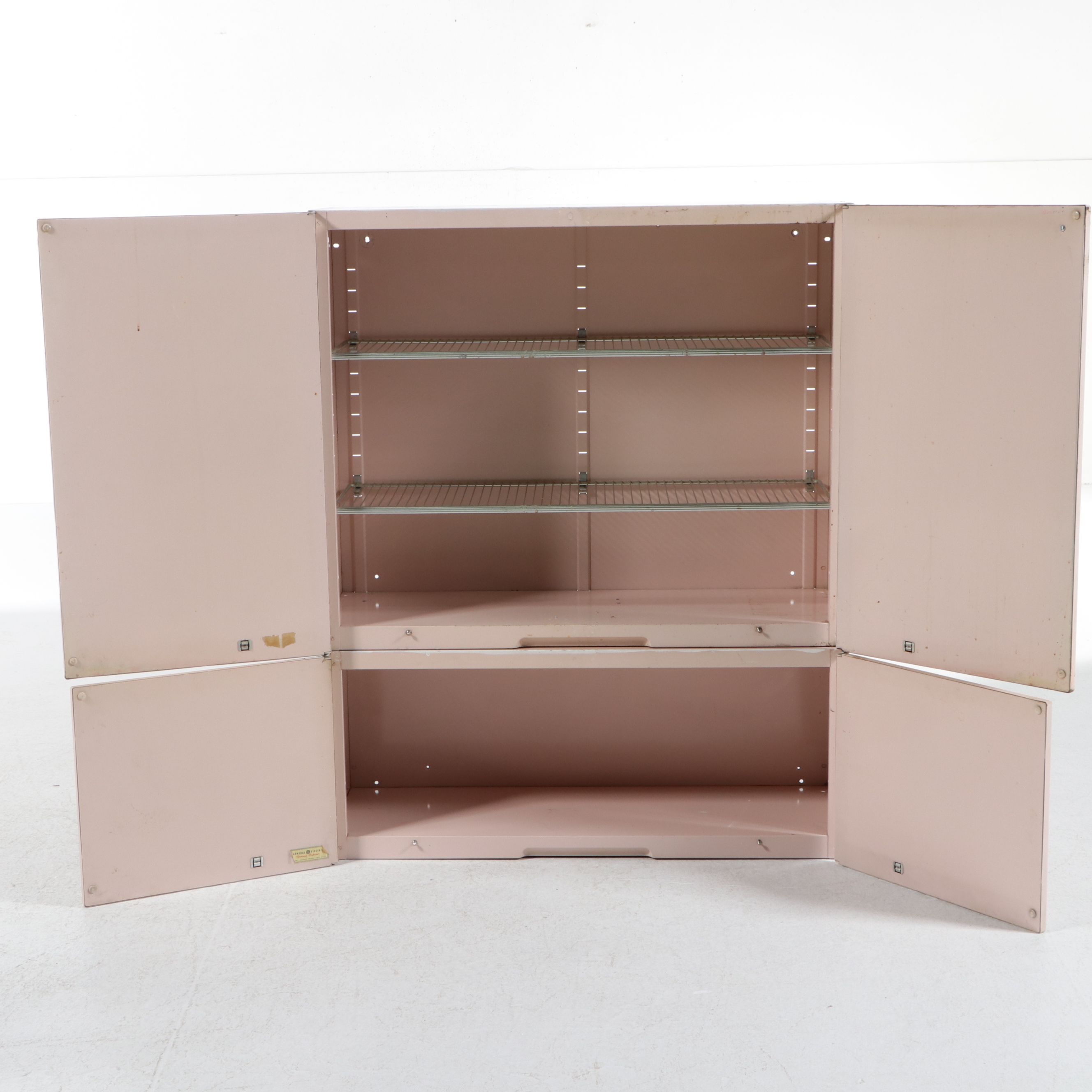 General Electric Pink-Enameled Stacking Storage Cabinet, Early to Mid-20th C.