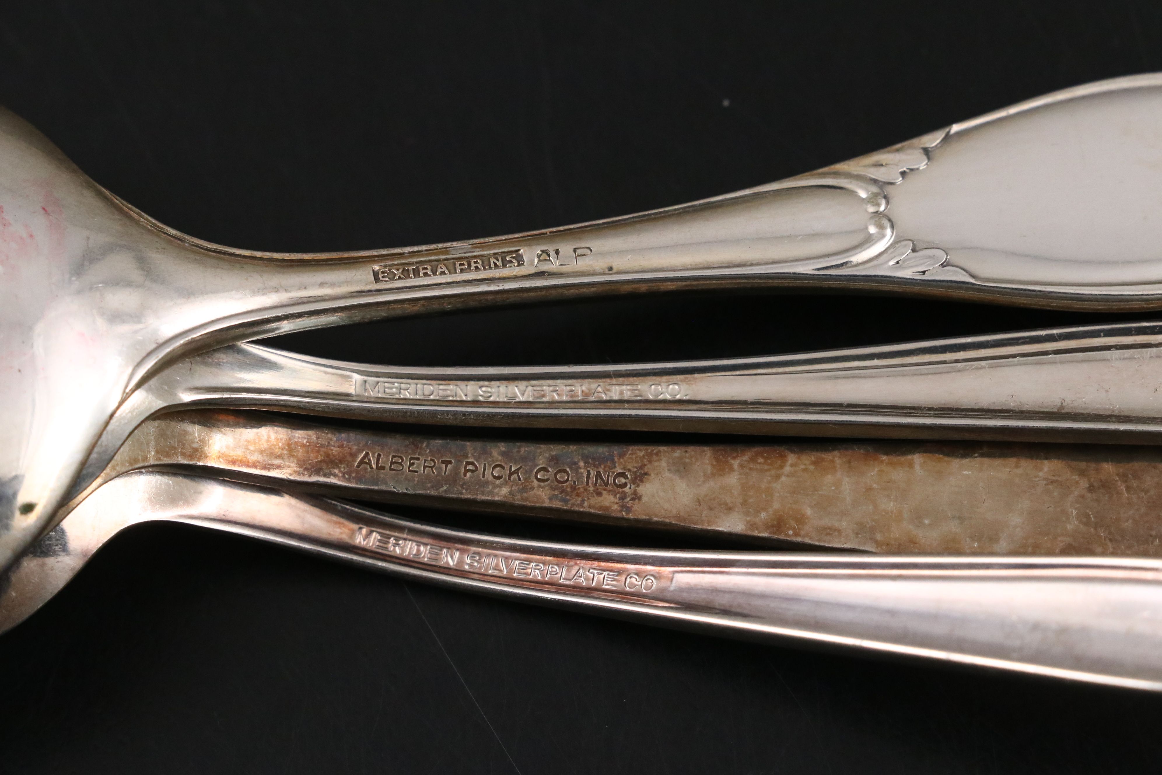 Silver Plate and Formica Trays with Swedish, 800 Silver and More Utensils