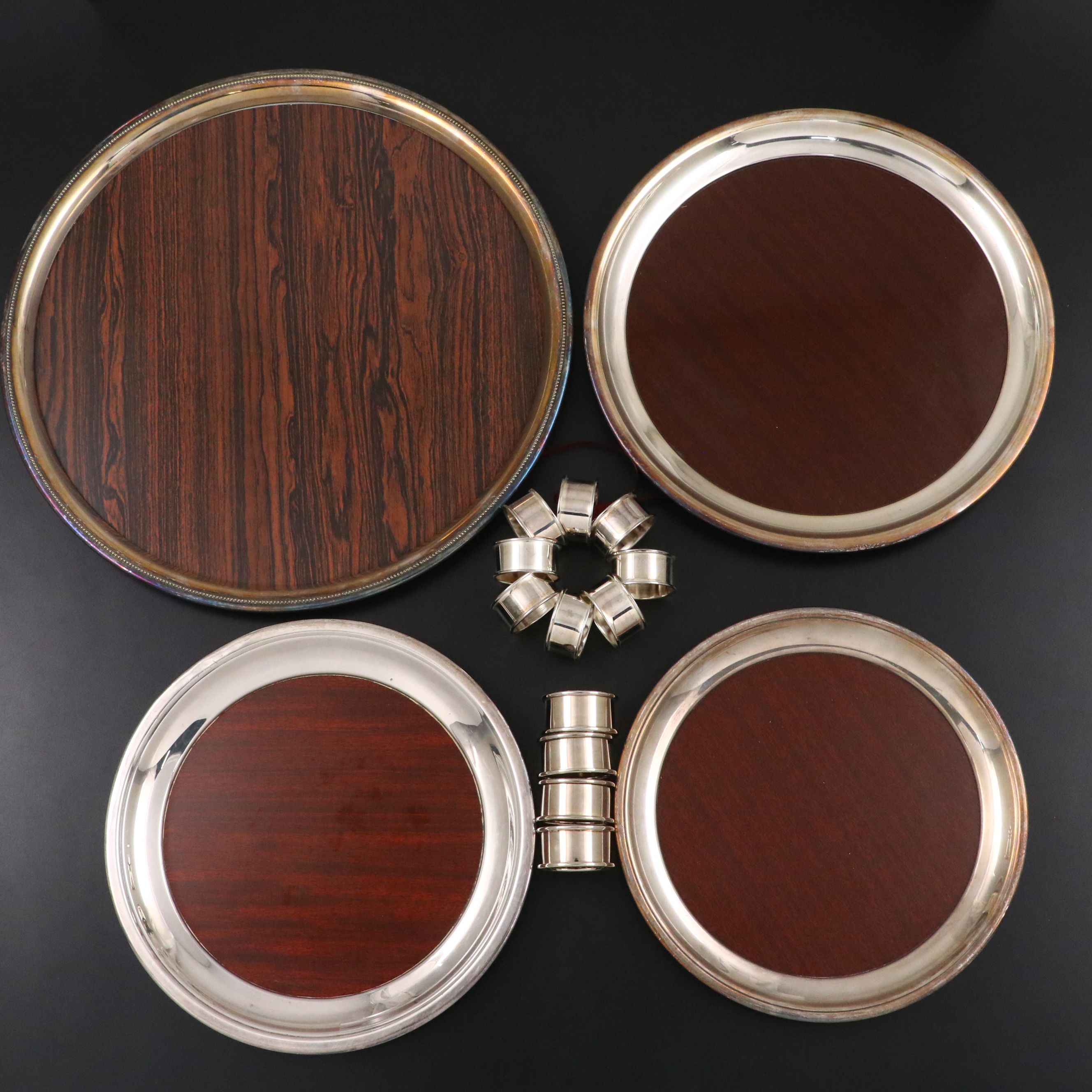 Silver Plate and Formica Trays with Swedish, 800 Silver and More Utensils