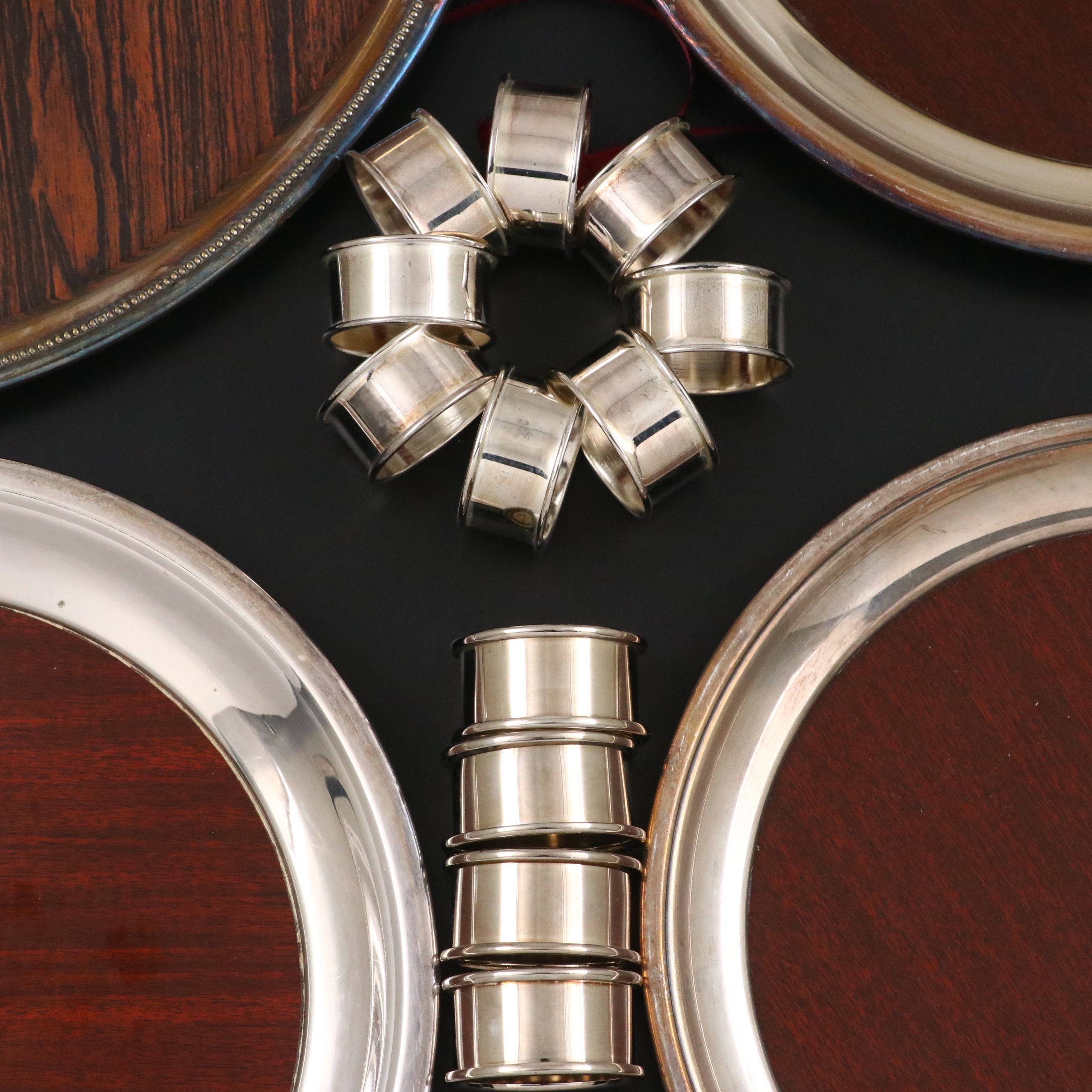 Silver Plate and Formica Trays with Swedish, 800 Silver and More Utensils