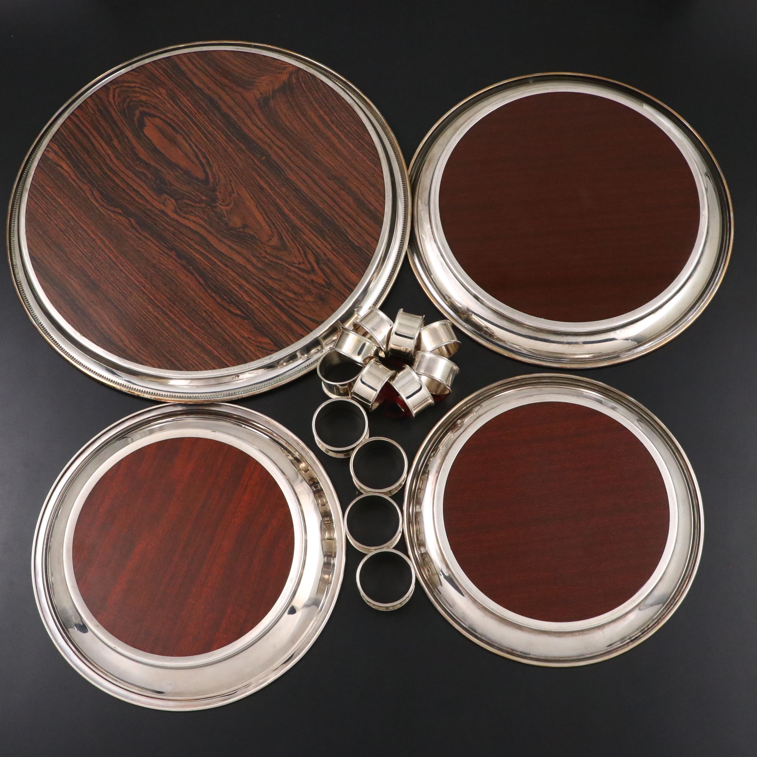 Silver Plate and Formica Trays with Swedish, 800 Silver and More Utensils