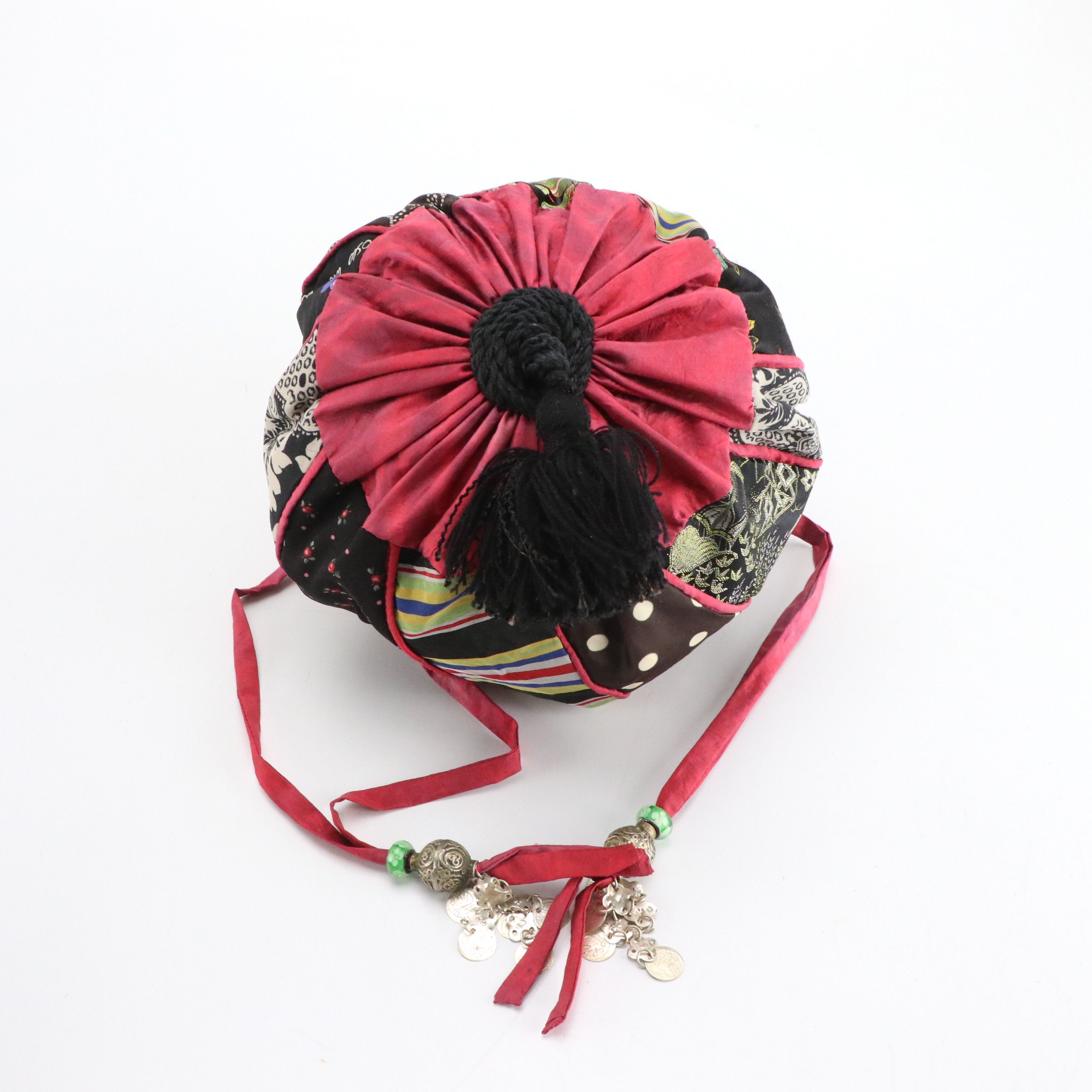 GinYa "Rosey Posey" Pouch, Handmade Embroidered Canvas Backpack, Woven Bag