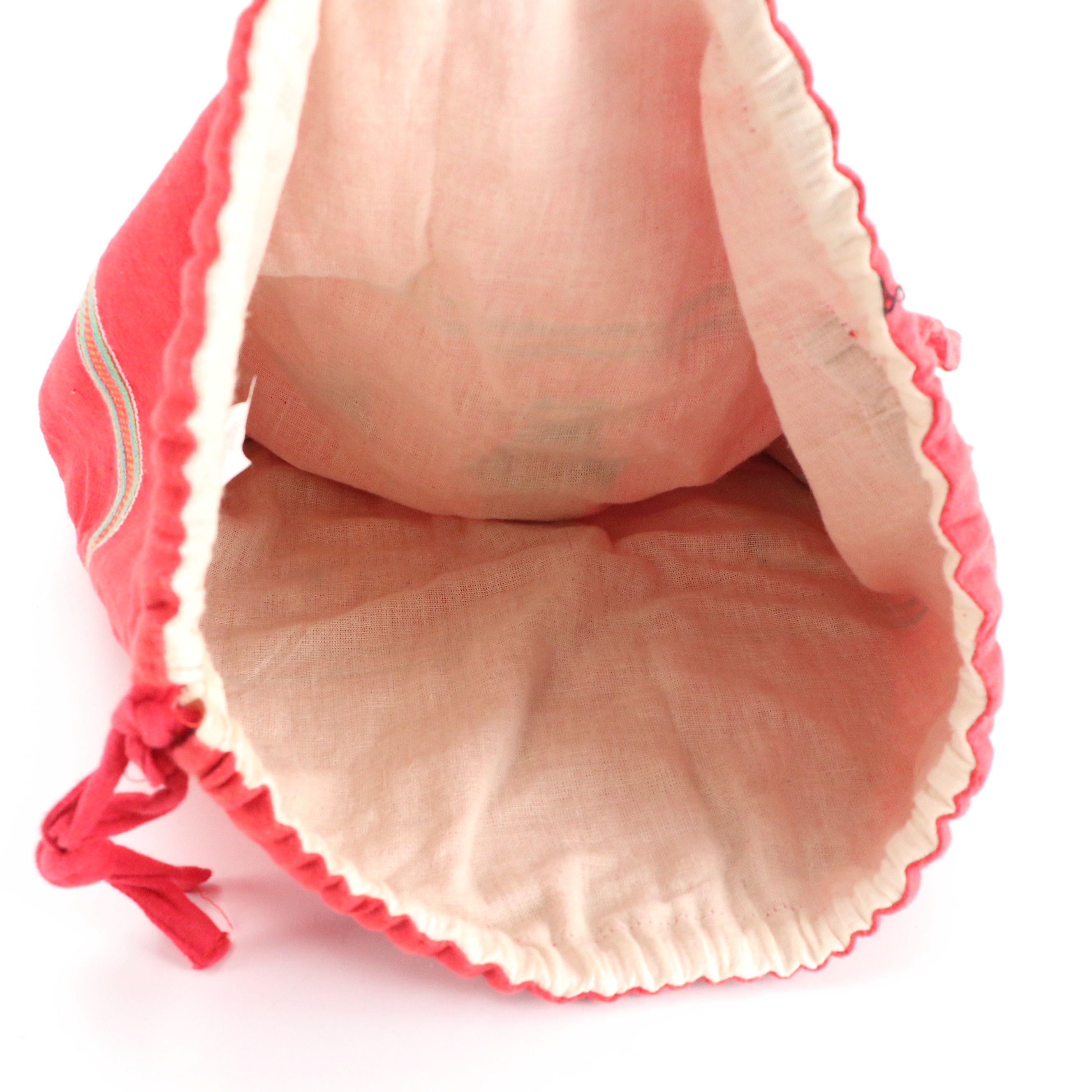 GinYa "Rosey Posey" Pouch, Handmade Embroidered Canvas Backpack, Woven Bag