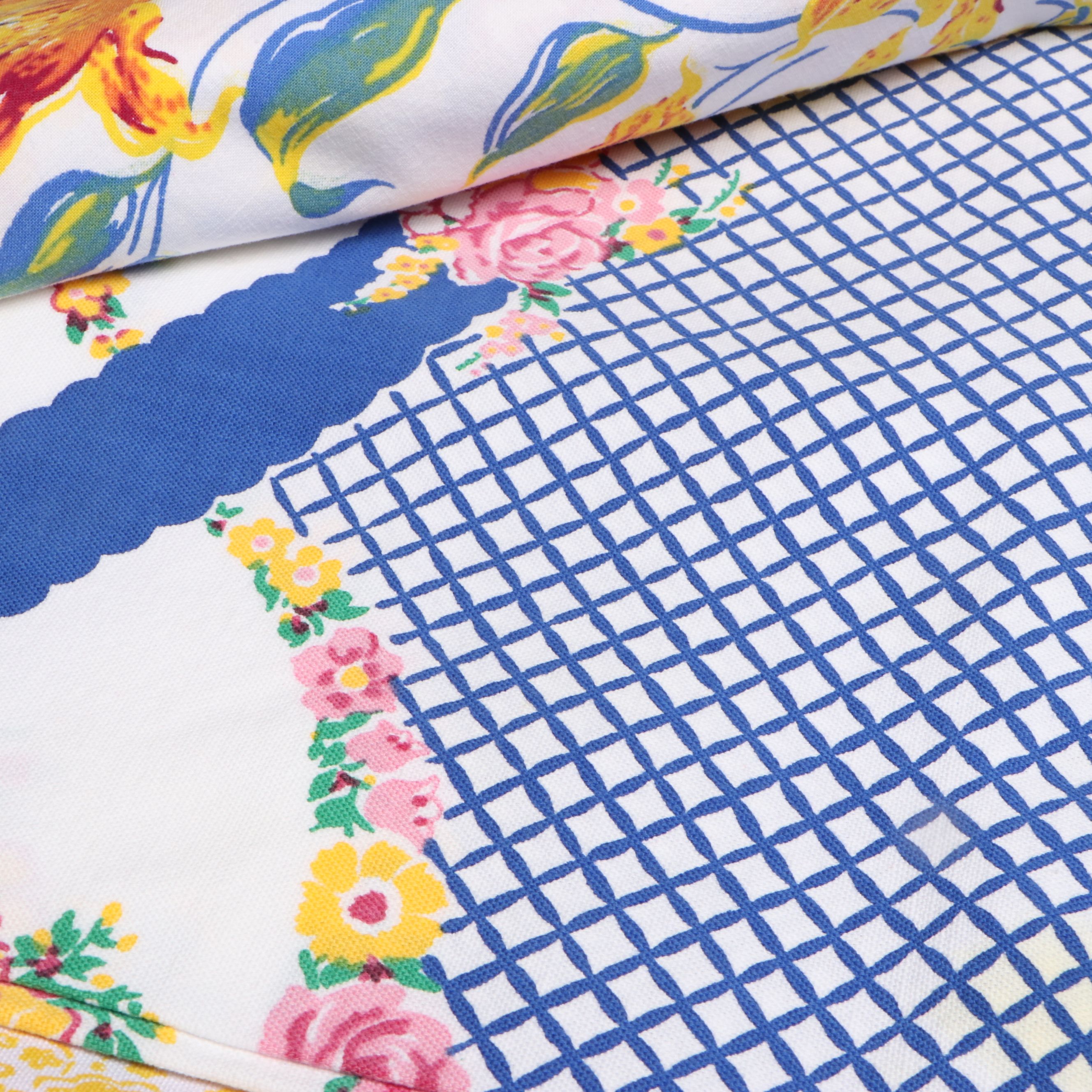 Floral and Gingham Oilcloth Tablecloth, Isaac Mizrahi Placemats and Other Linens