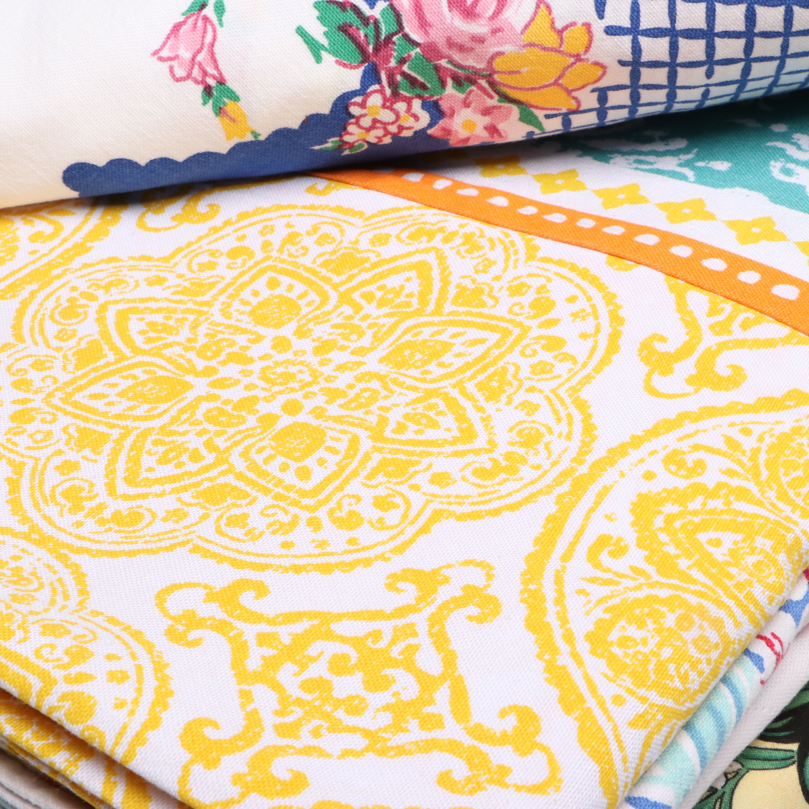 Floral and Gingham Oilcloth Tablecloth, Isaac Mizrahi Placemats and Other Linens