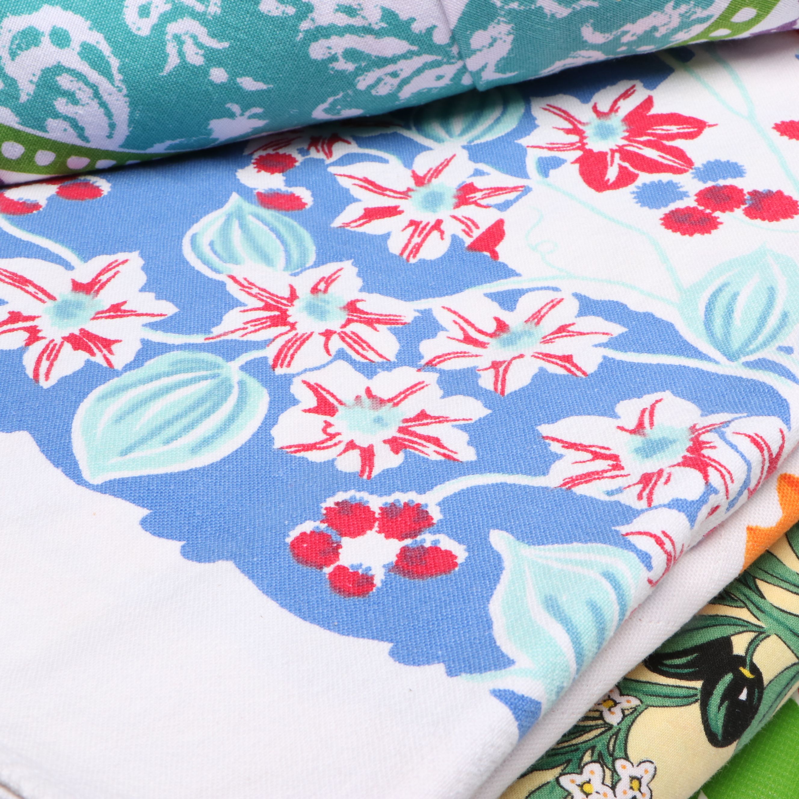 Floral and Gingham Oilcloth Tablecloth, Isaac Mizrahi Placemats and Other Linens