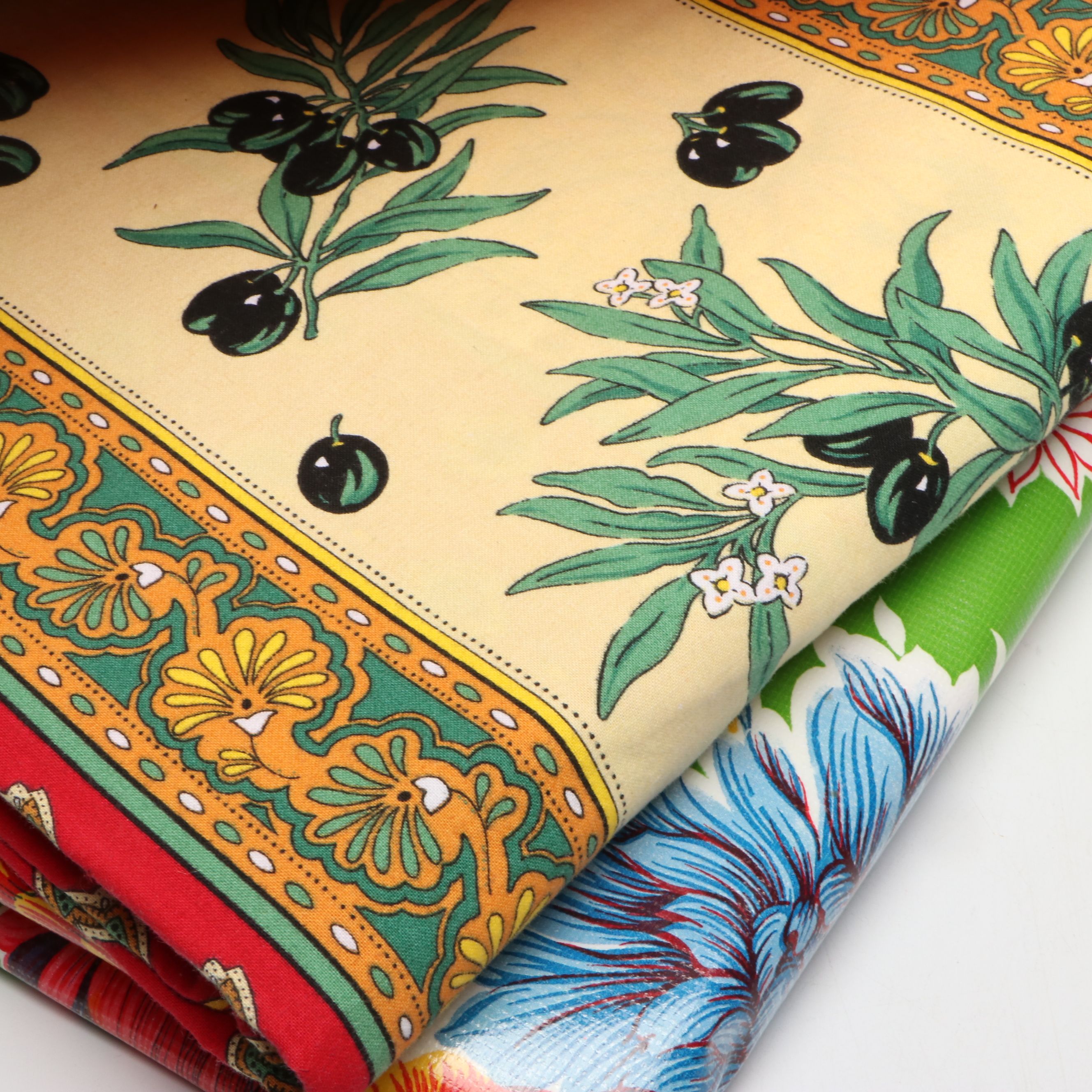 Floral and Gingham Oilcloth Tablecloth, Isaac Mizrahi Placemats and Other Linens