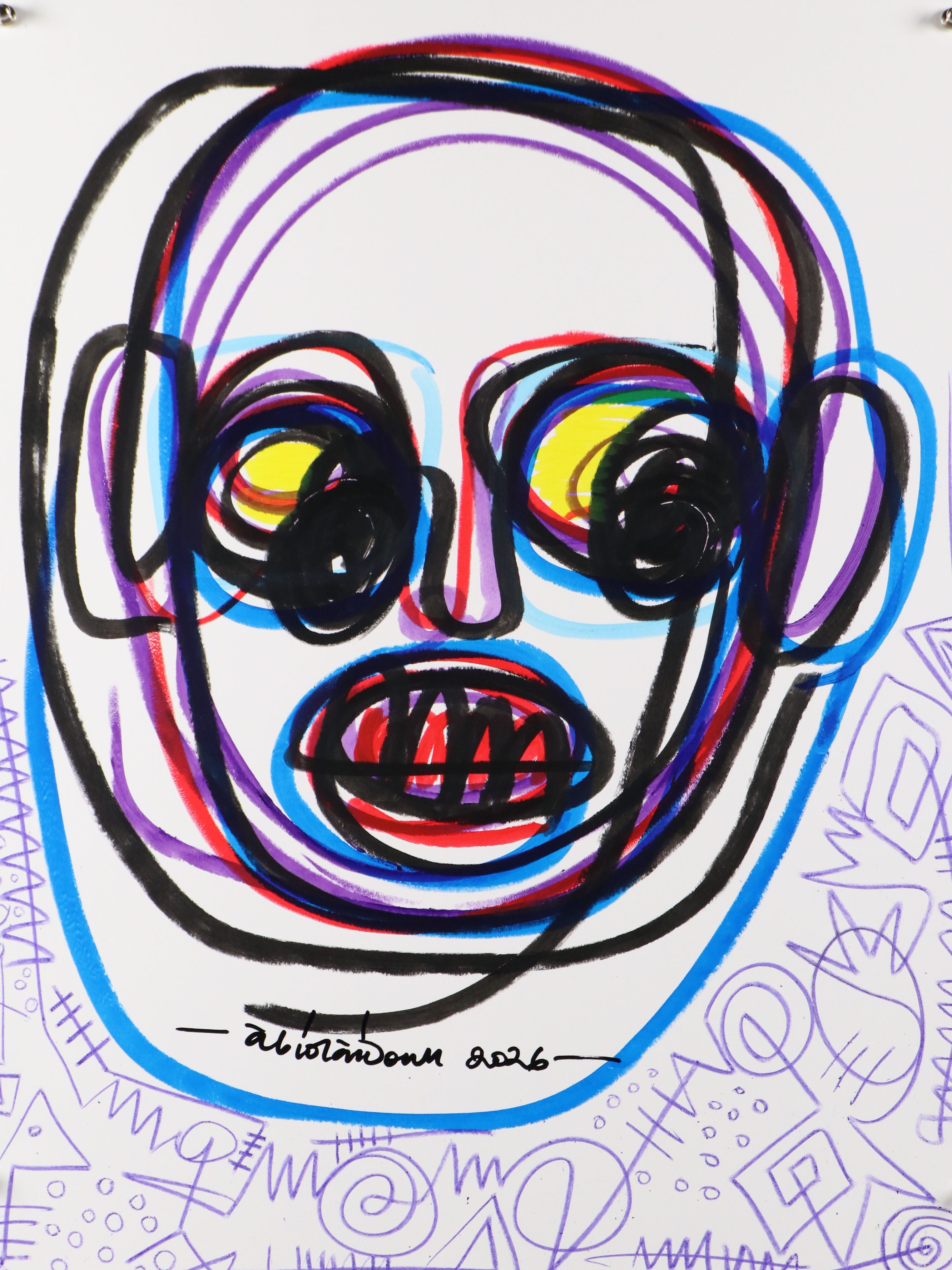 Abiola Idowu Acrylic and Marker Portraits "Growth" and More, 2026