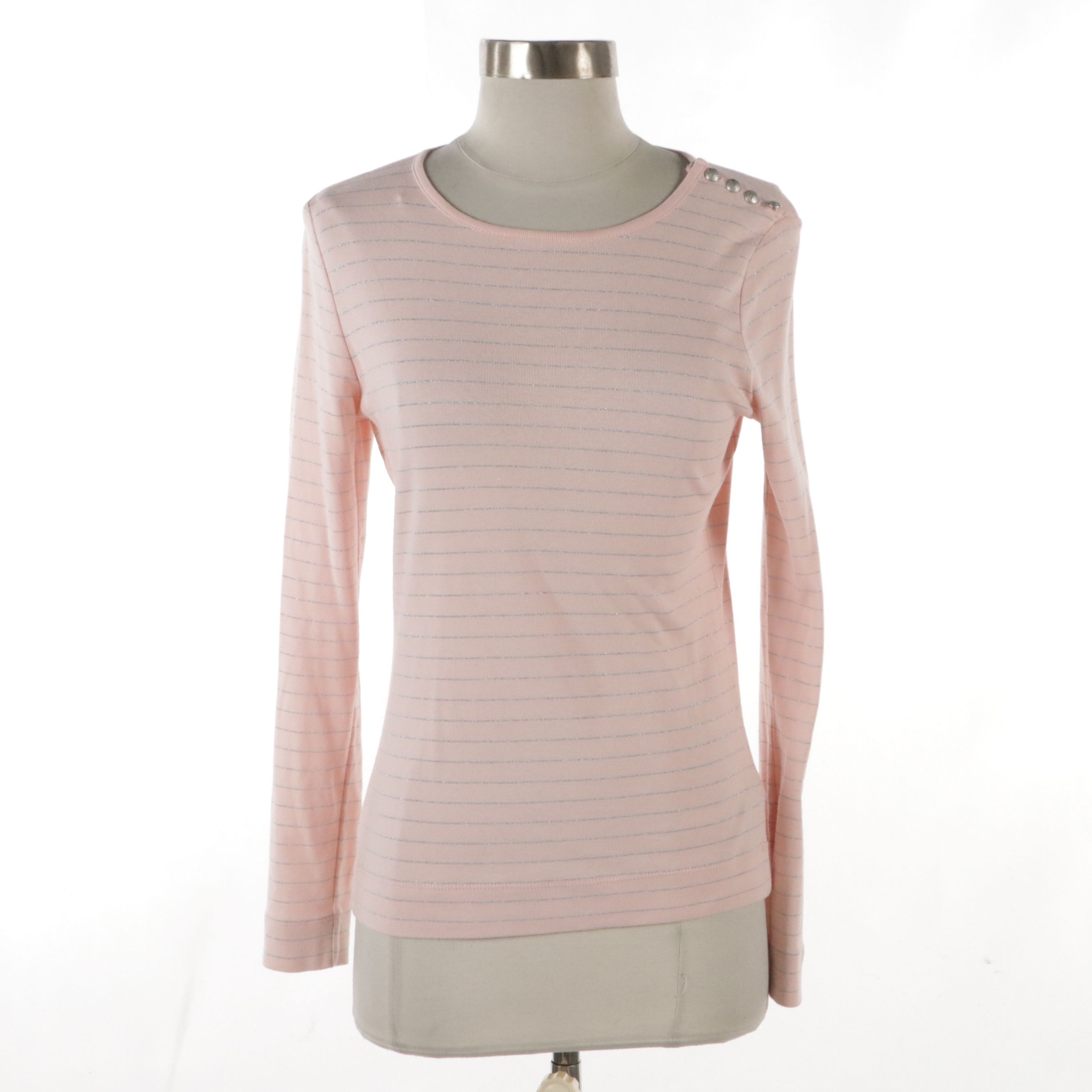 Lauren Ralph Lauren Pink Short Trench Coach and Pink Striped Long Sleeve Top