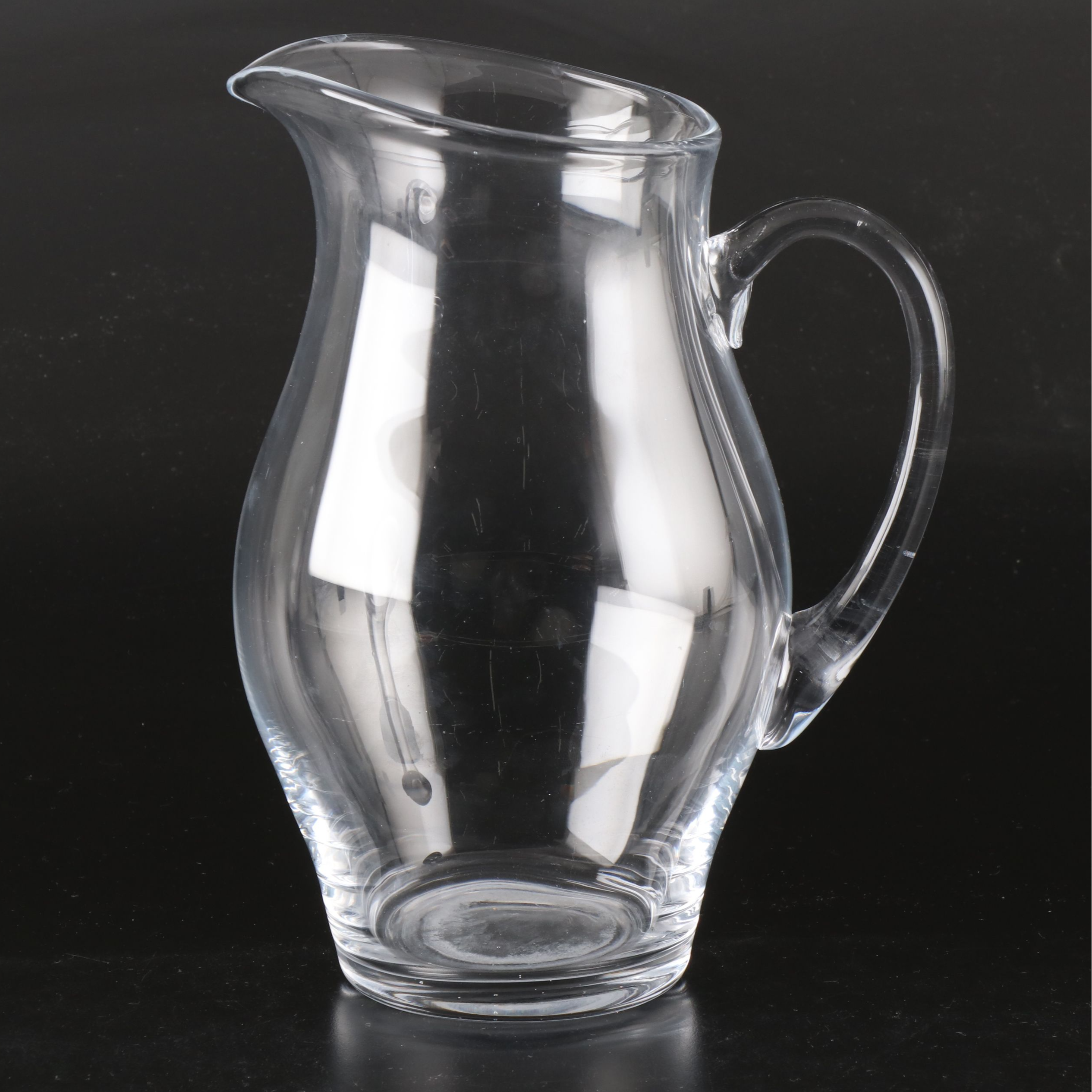 Blown Glass Pitcher with Purple Glass Goblets