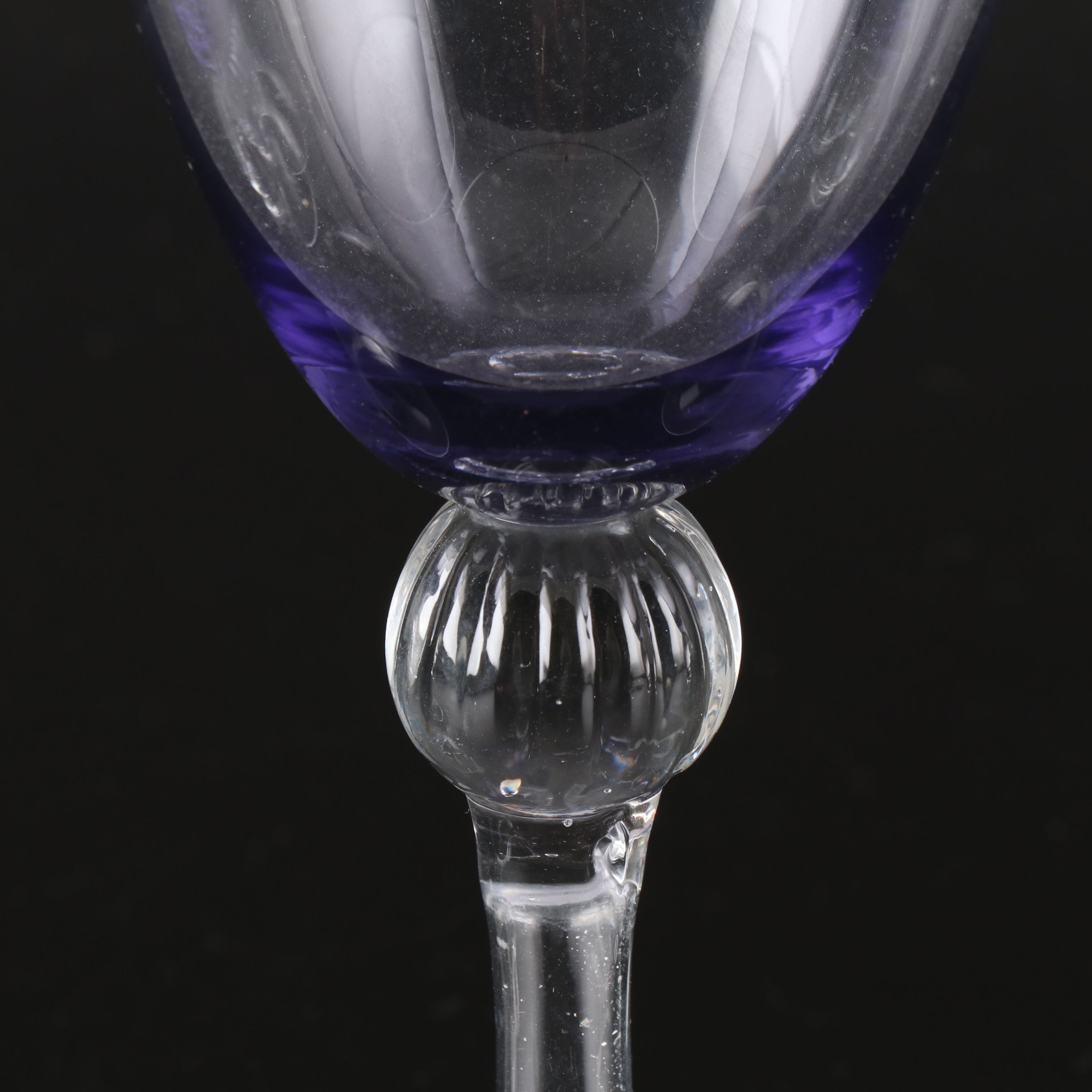 Blown Glass Pitcher with Purple Glass Goblets