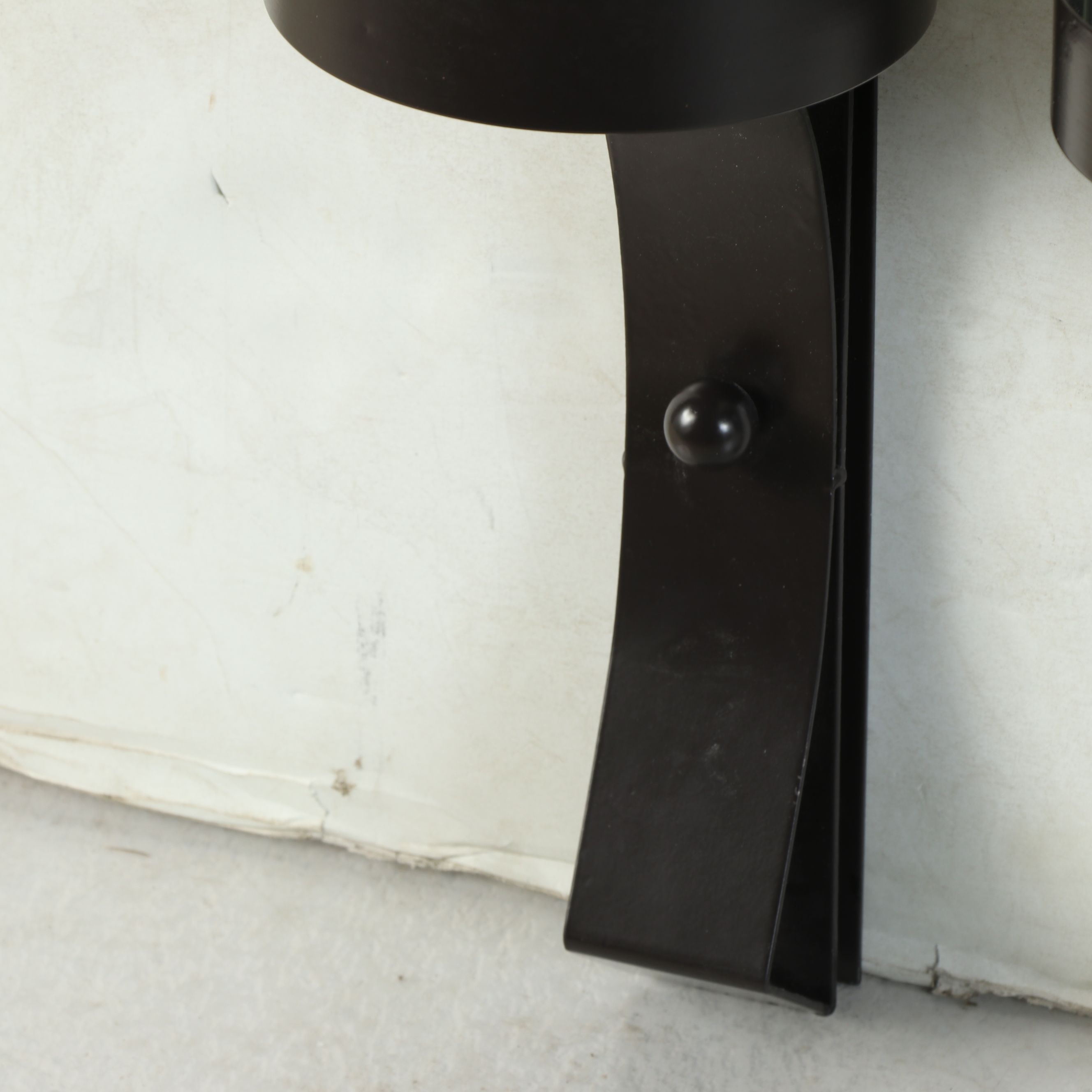 Pair of Black Metal Band Pillar Candle Wall Sconces