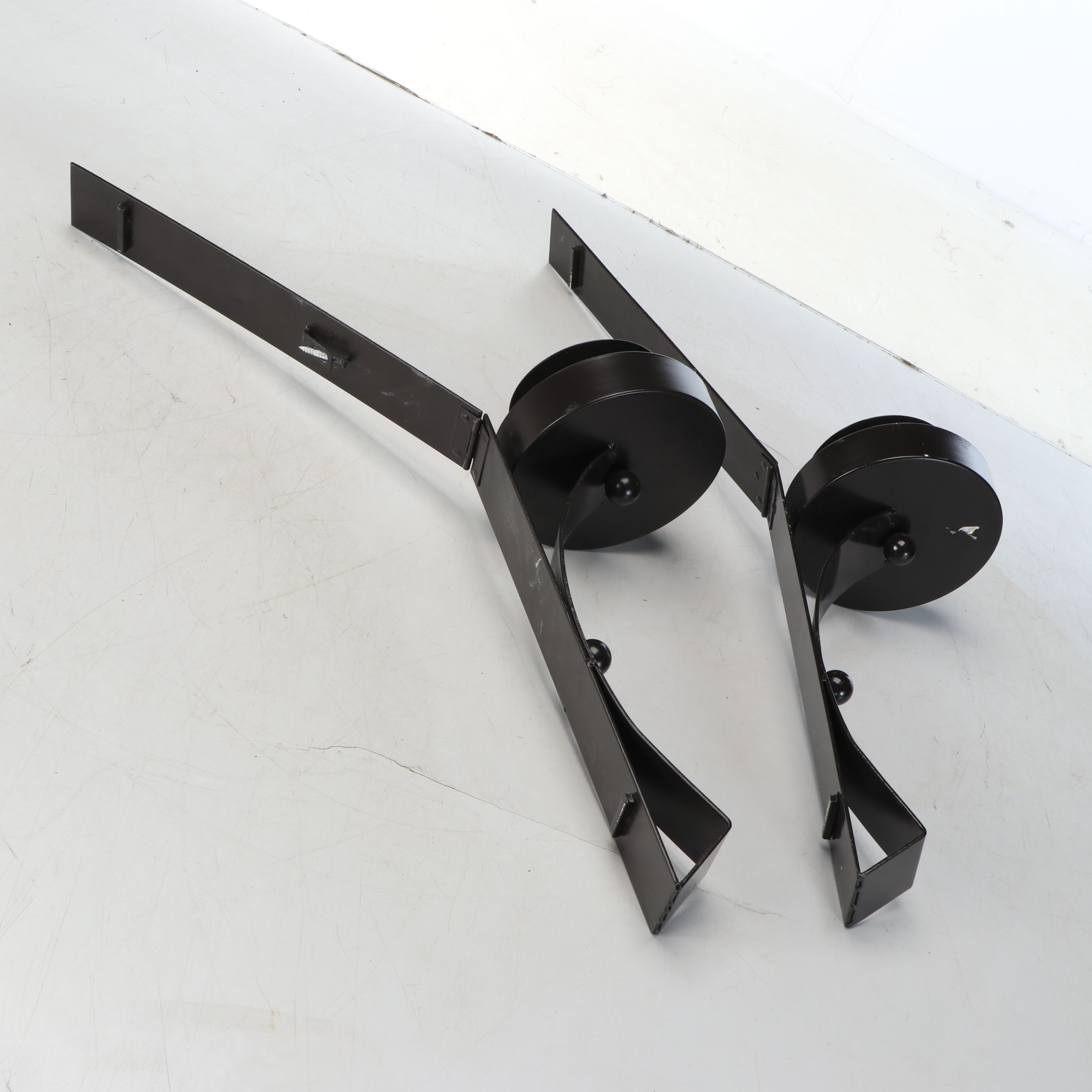 Pair of Black Metal Band Pillar Candle Wall Sconces