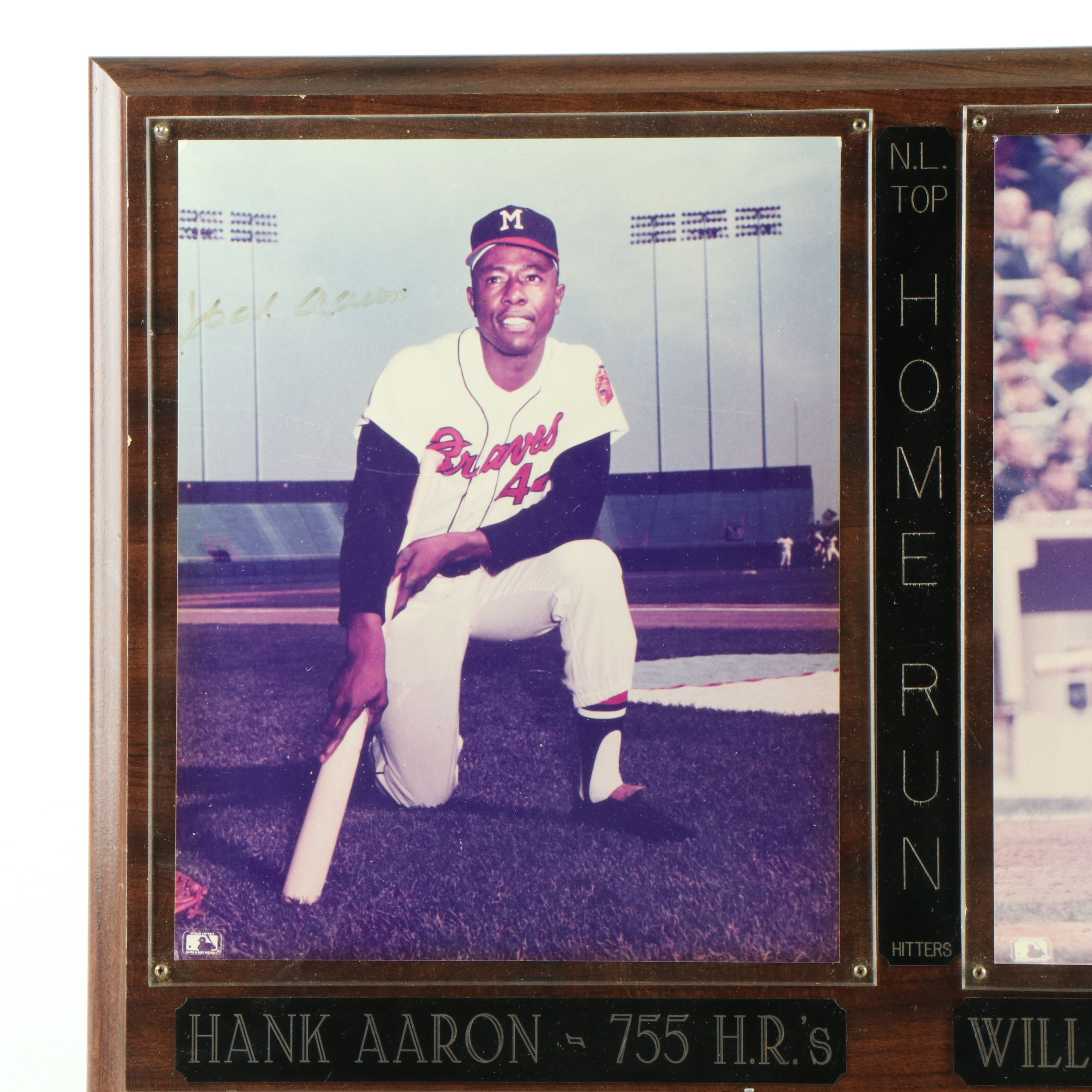 Hank Aaron and Willie Mays Signed NL Home Run Leaders Display