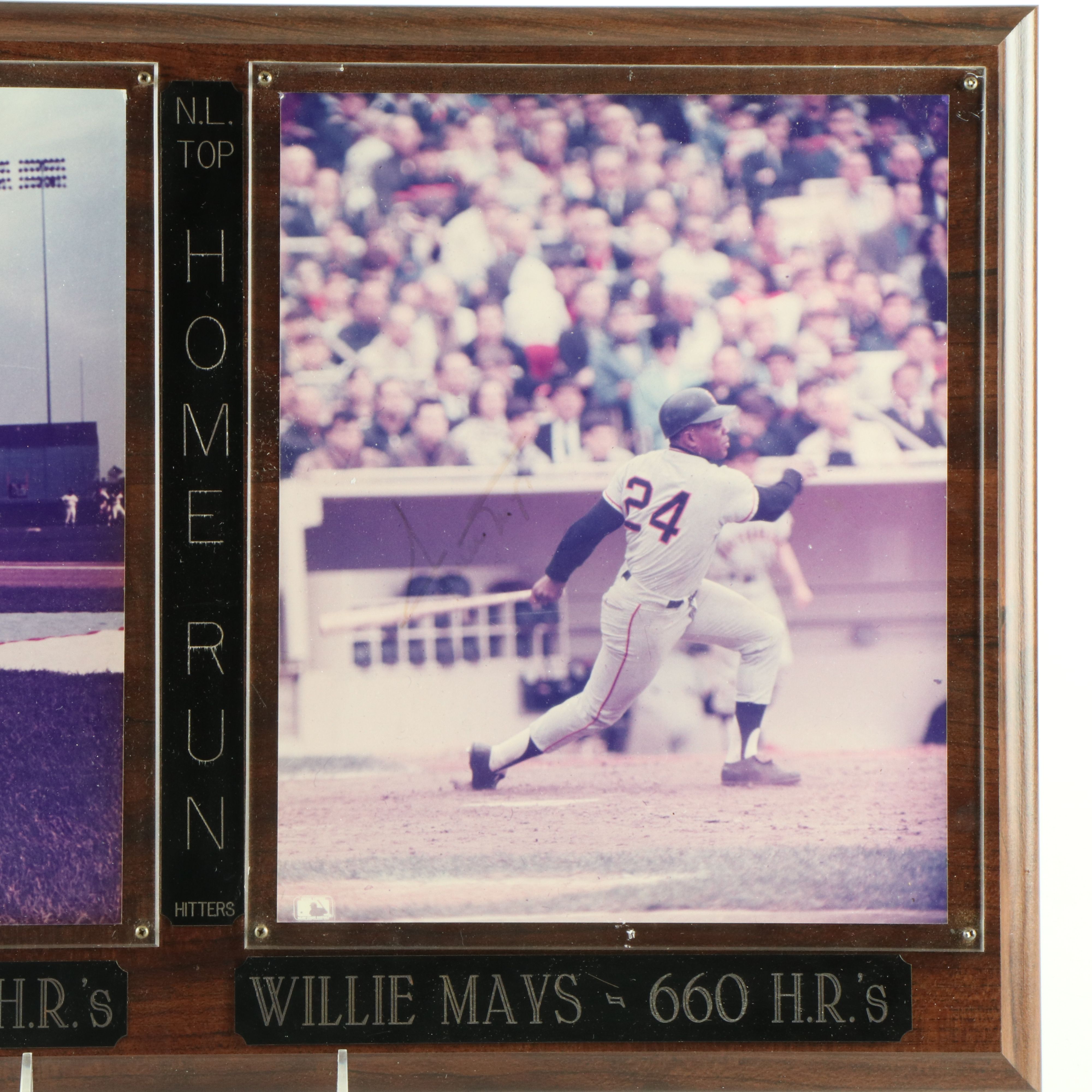 Hank Aaron and Willie Mays Signed NL Home Run Leaders Display