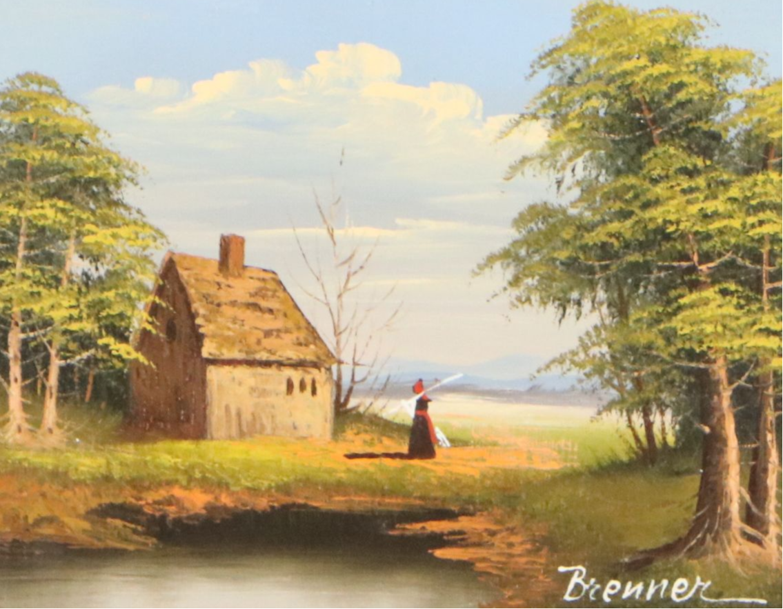 Bucolic Landscape Oil Painting, Circa 1985