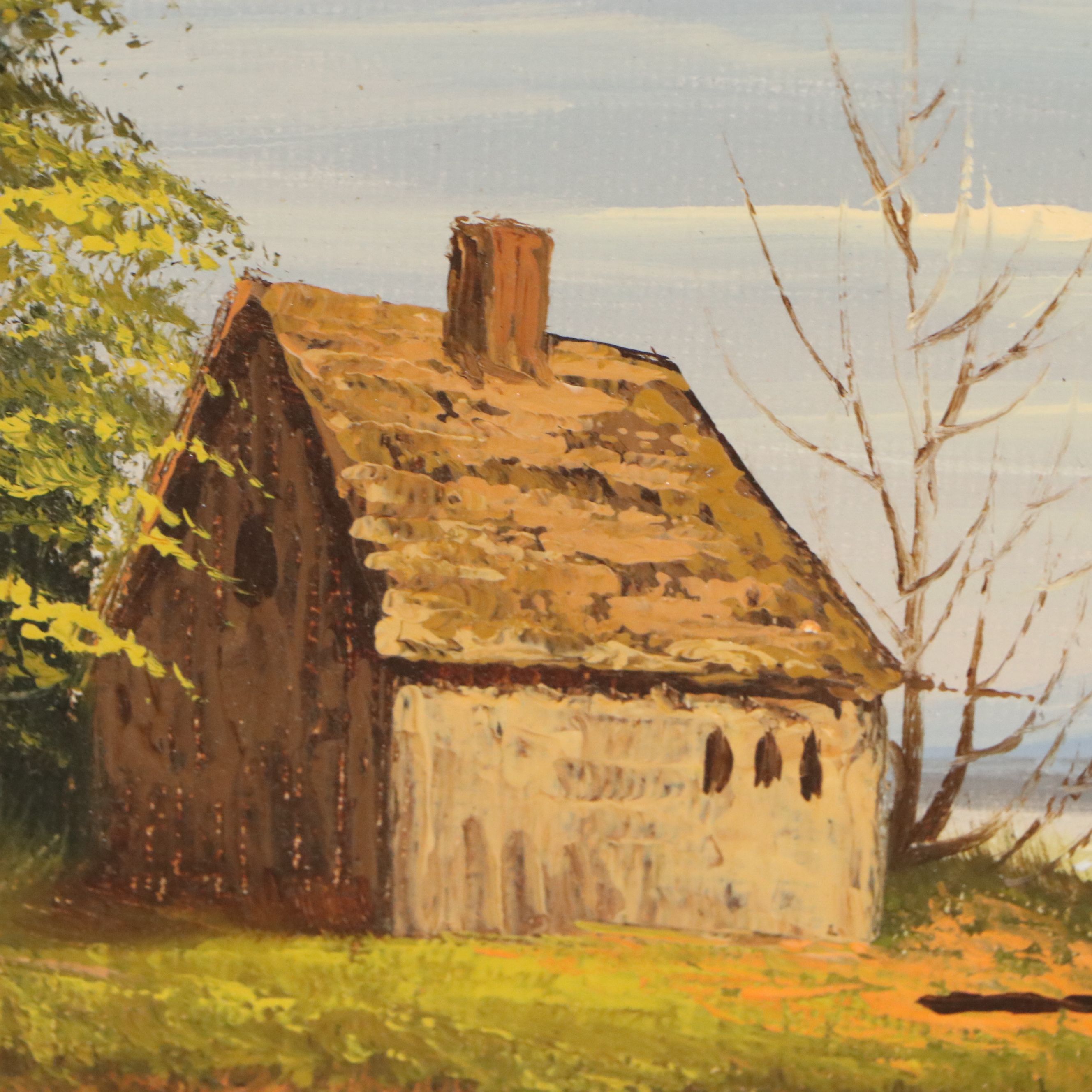 Bucolic Landscape Oil Painting, Circa 1985
