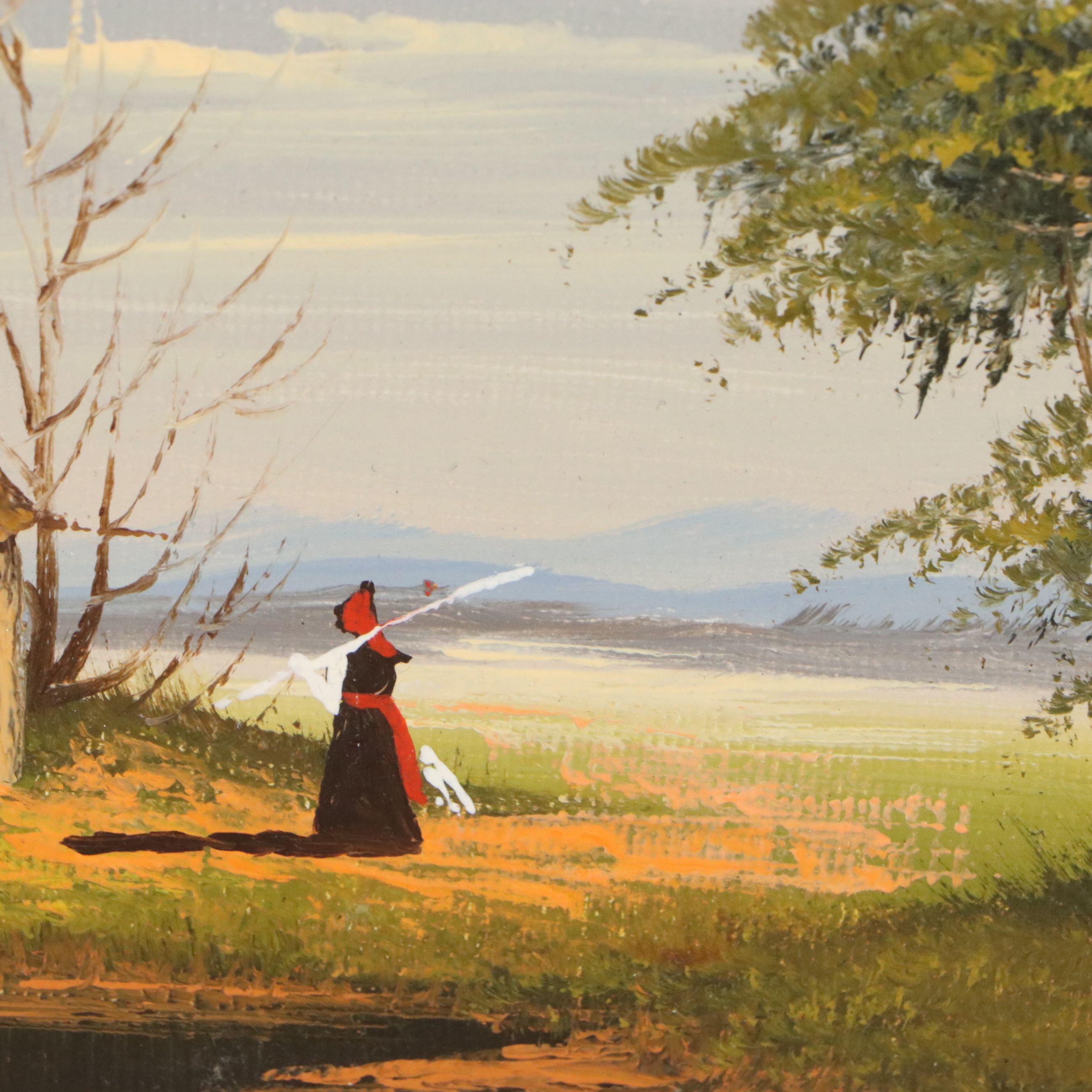 Bucolic Landscape Oil Painting, Circa 1985