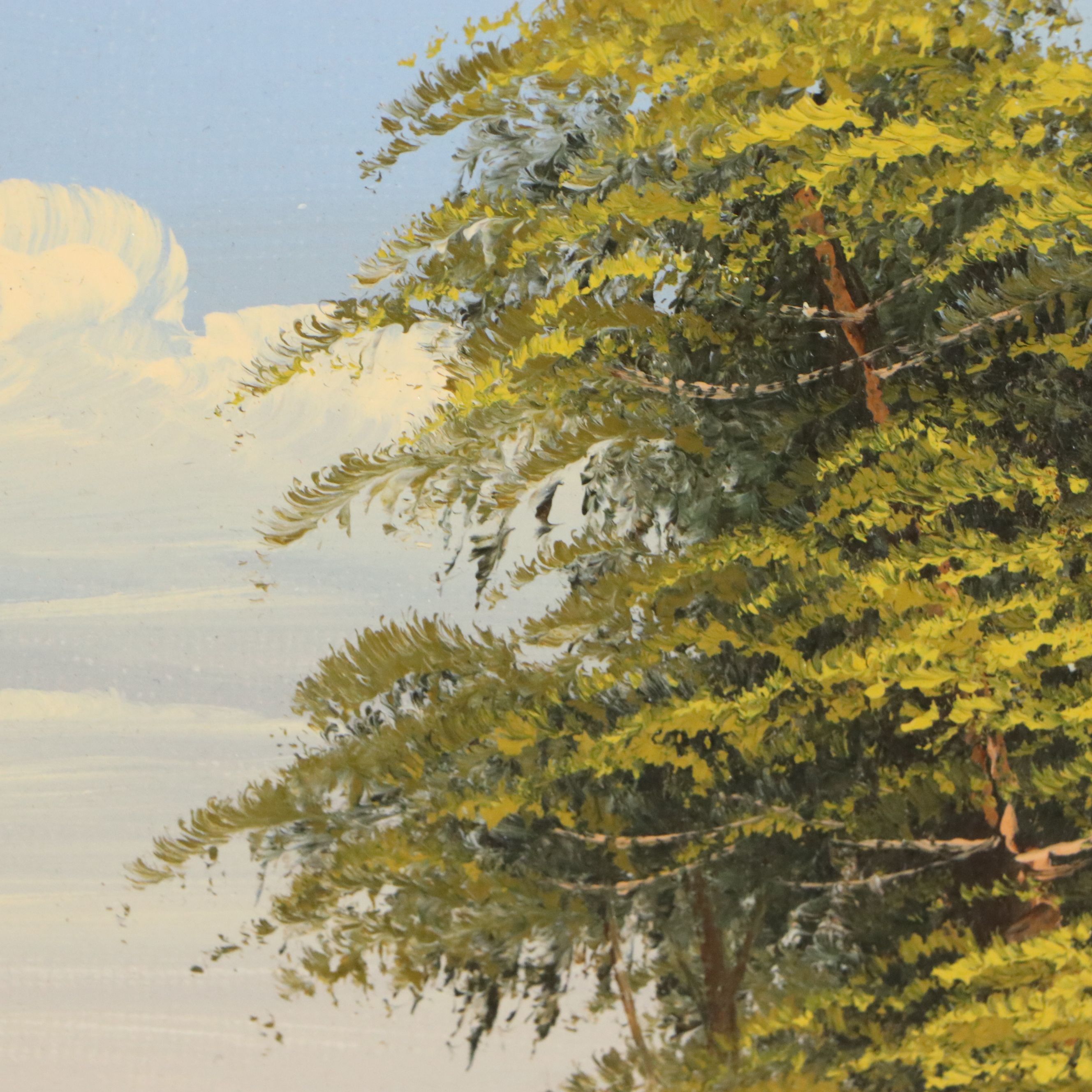 Bucolic Landscape Oil Painting, Circa 1985