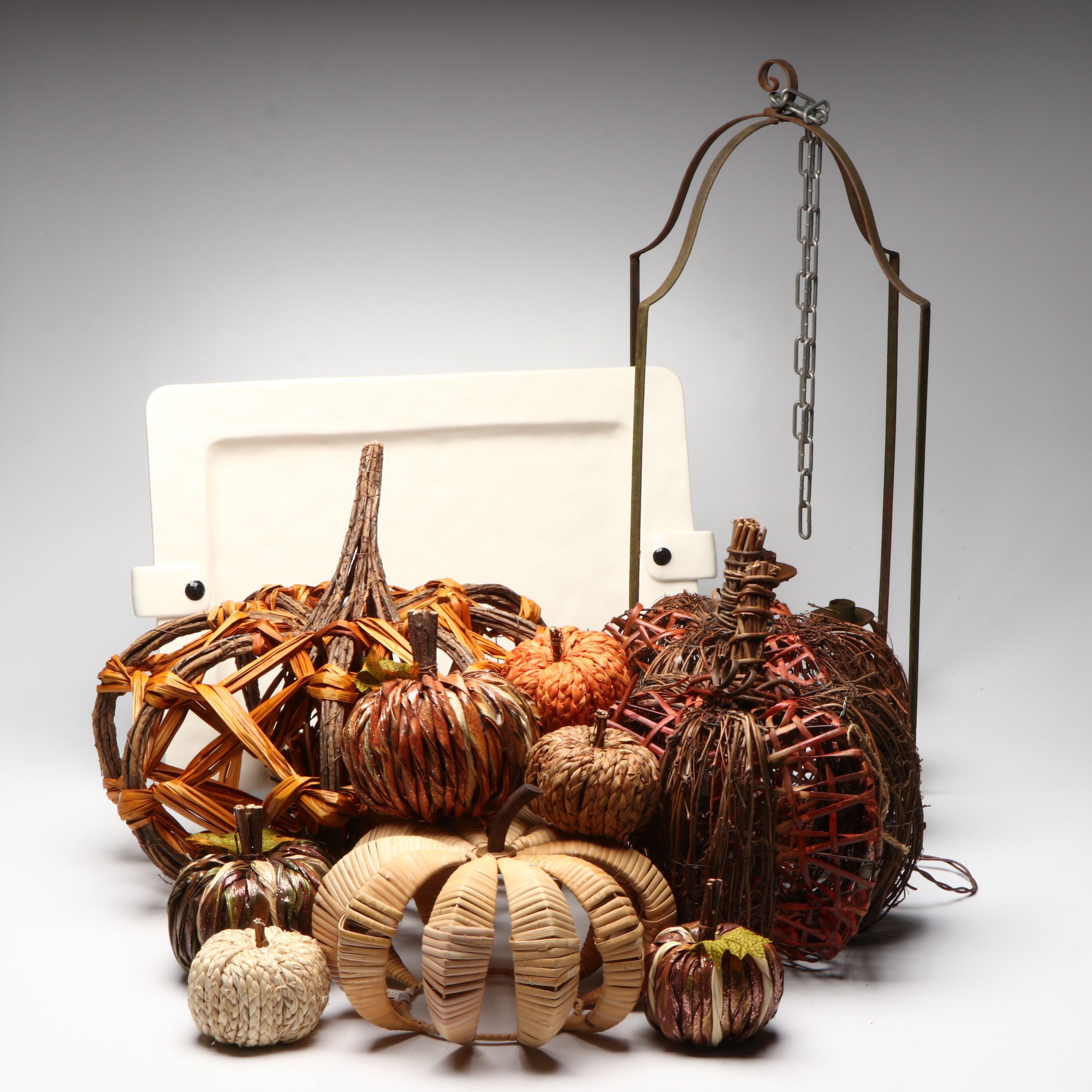 Illuminating and Other Fall Pumpkins with Pier 1 Serving Tray, More Décor