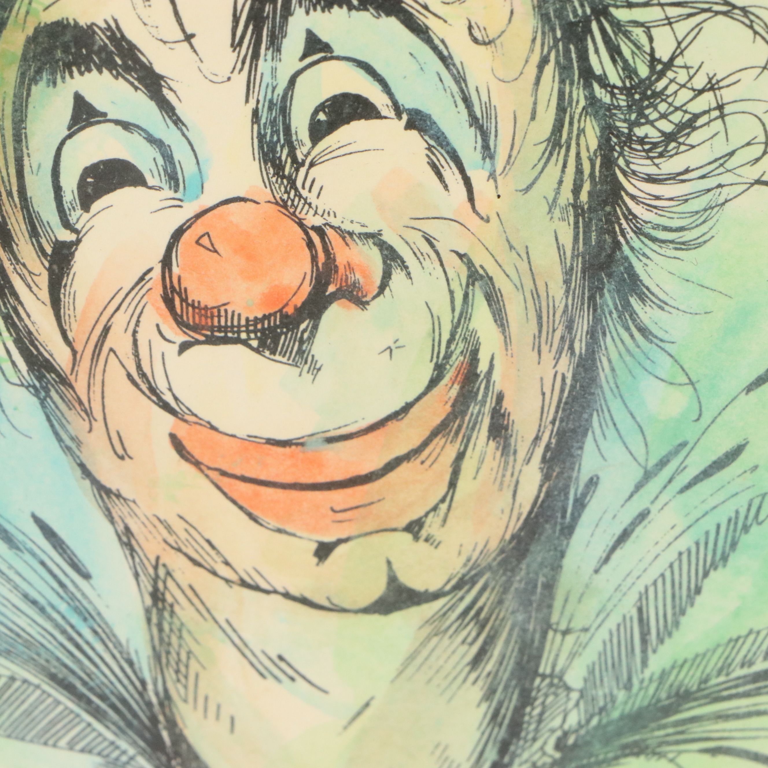 Louis Spiegel Hand-Colored Lithograph of Clown Portrait, Circa 1970