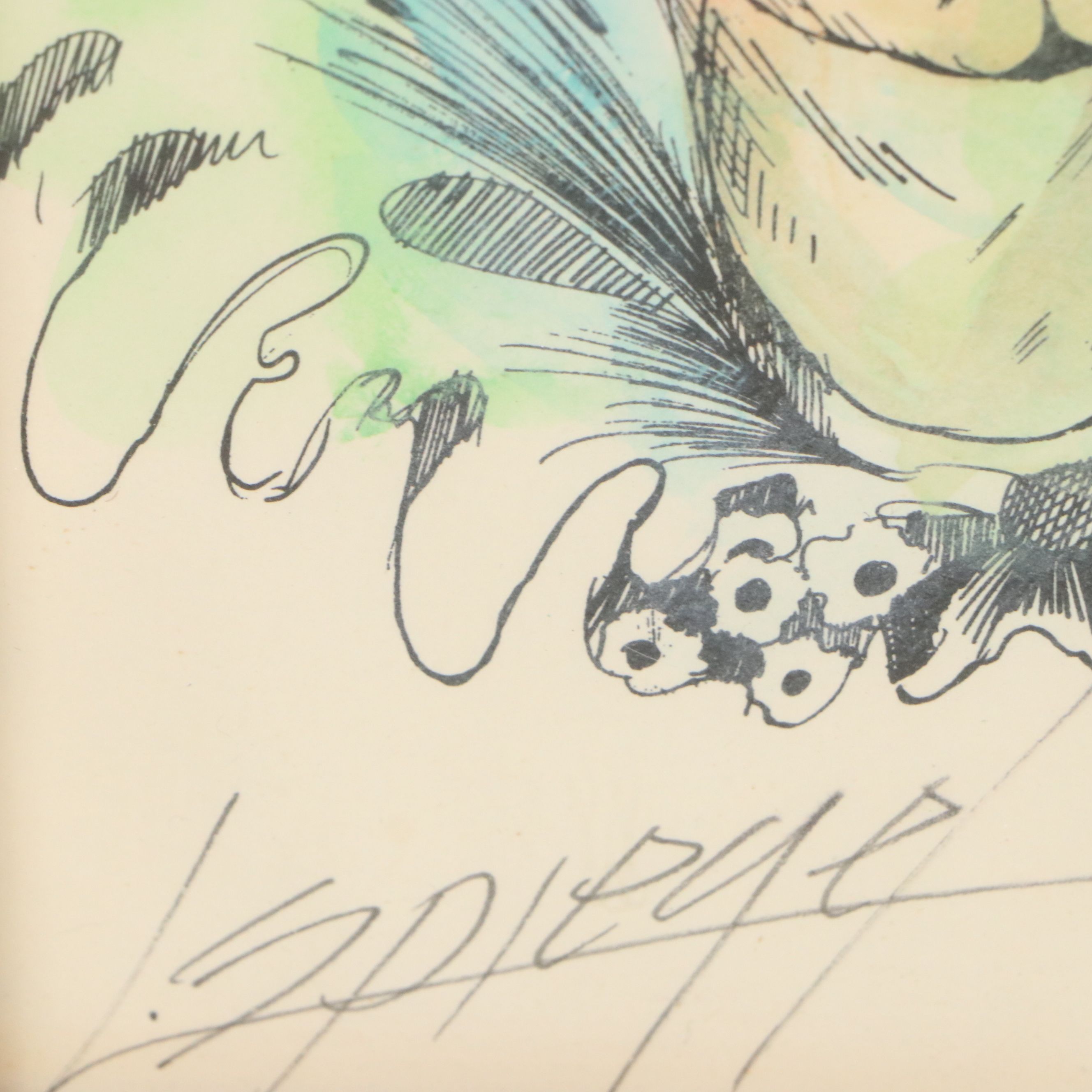 Louis Spiegel Hand-Colored Lithograph of Clown Portrait, Circa 1970