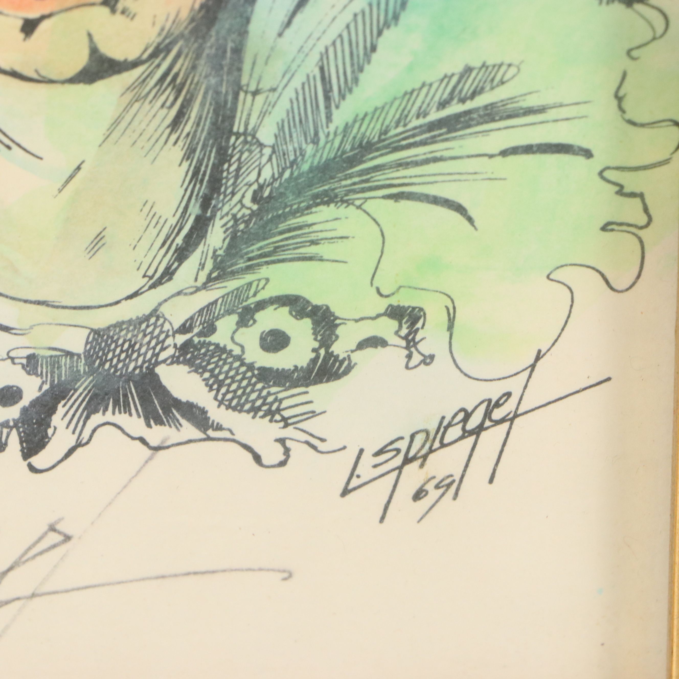 Louis Spiegel Hand-Colored Lithograph of Clown Portrait, Circa 1970