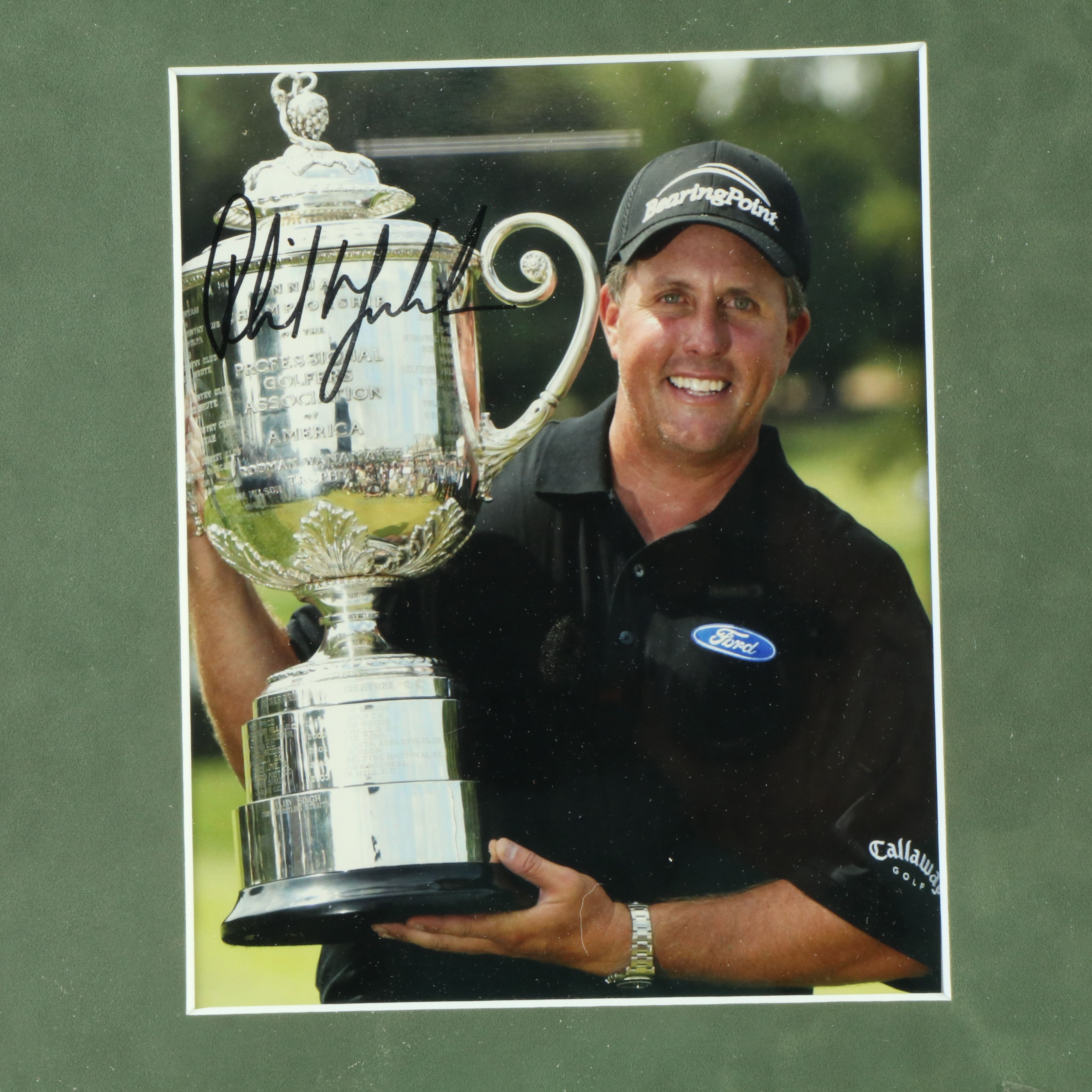 Phil Mickelson Signed Golf Print in Matted Frame