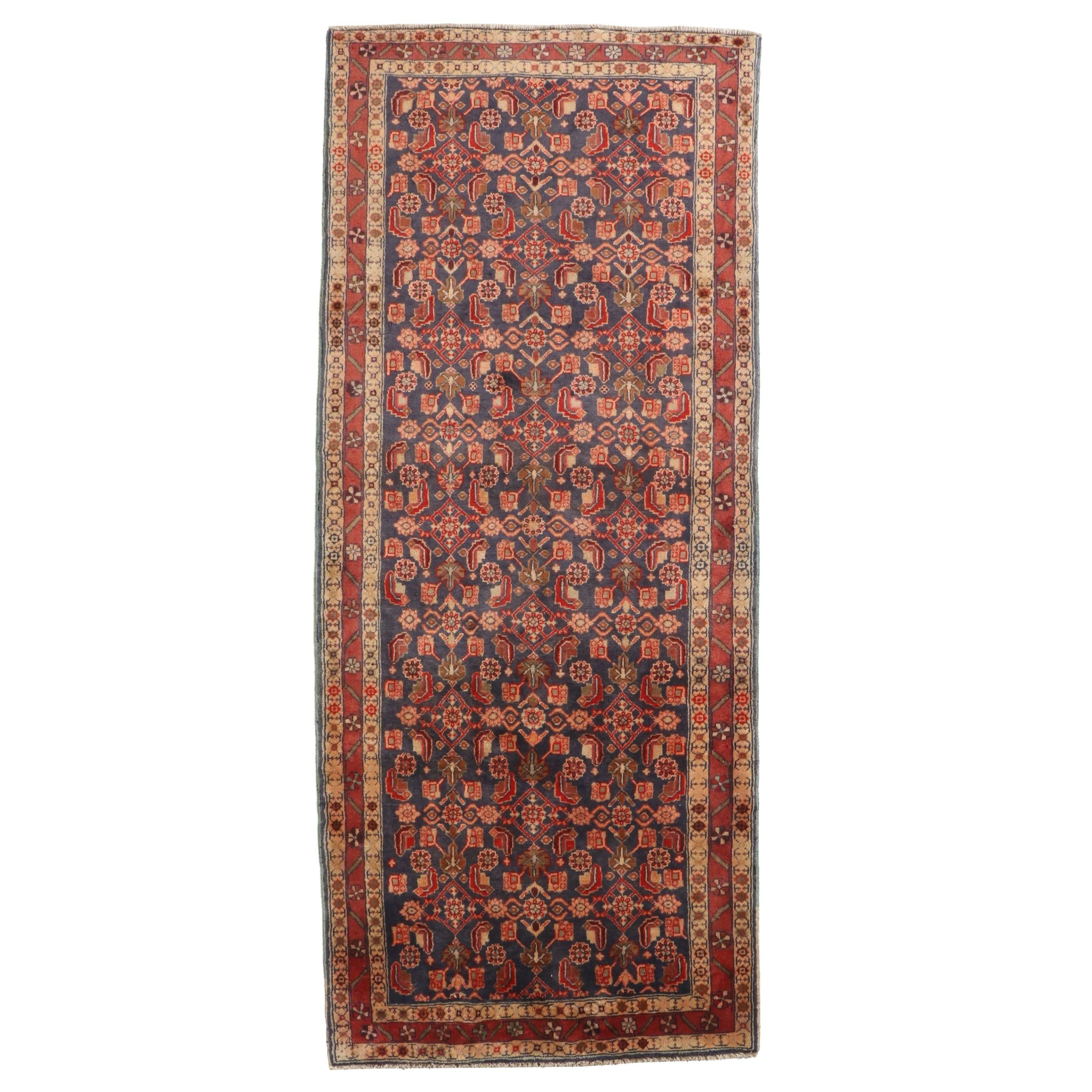 4'1 x 10' Hand-Knotted Persian Malayer Long Rug