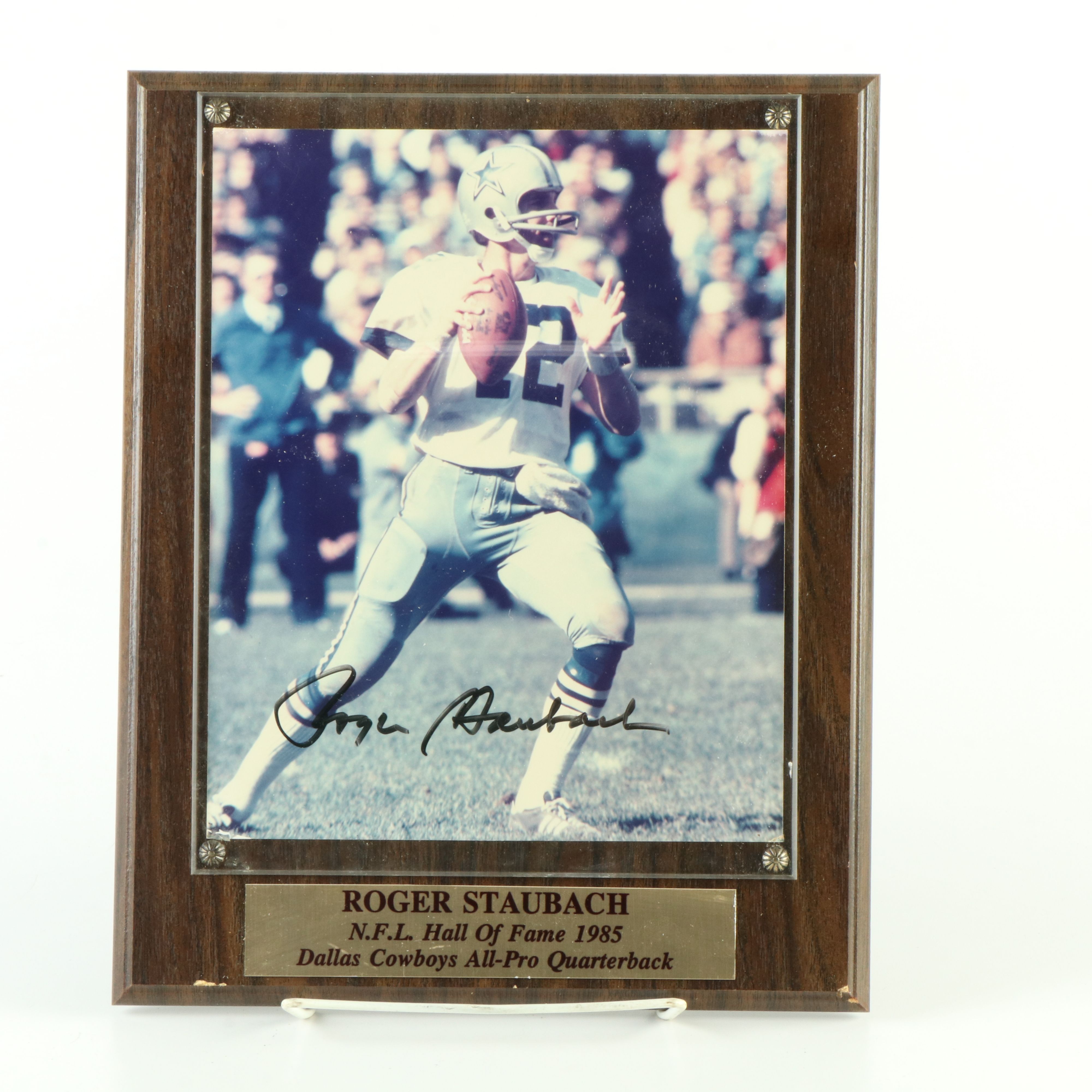 Joe Montana, Roger Staubach, and Emmitt Smith Signed Football Displays